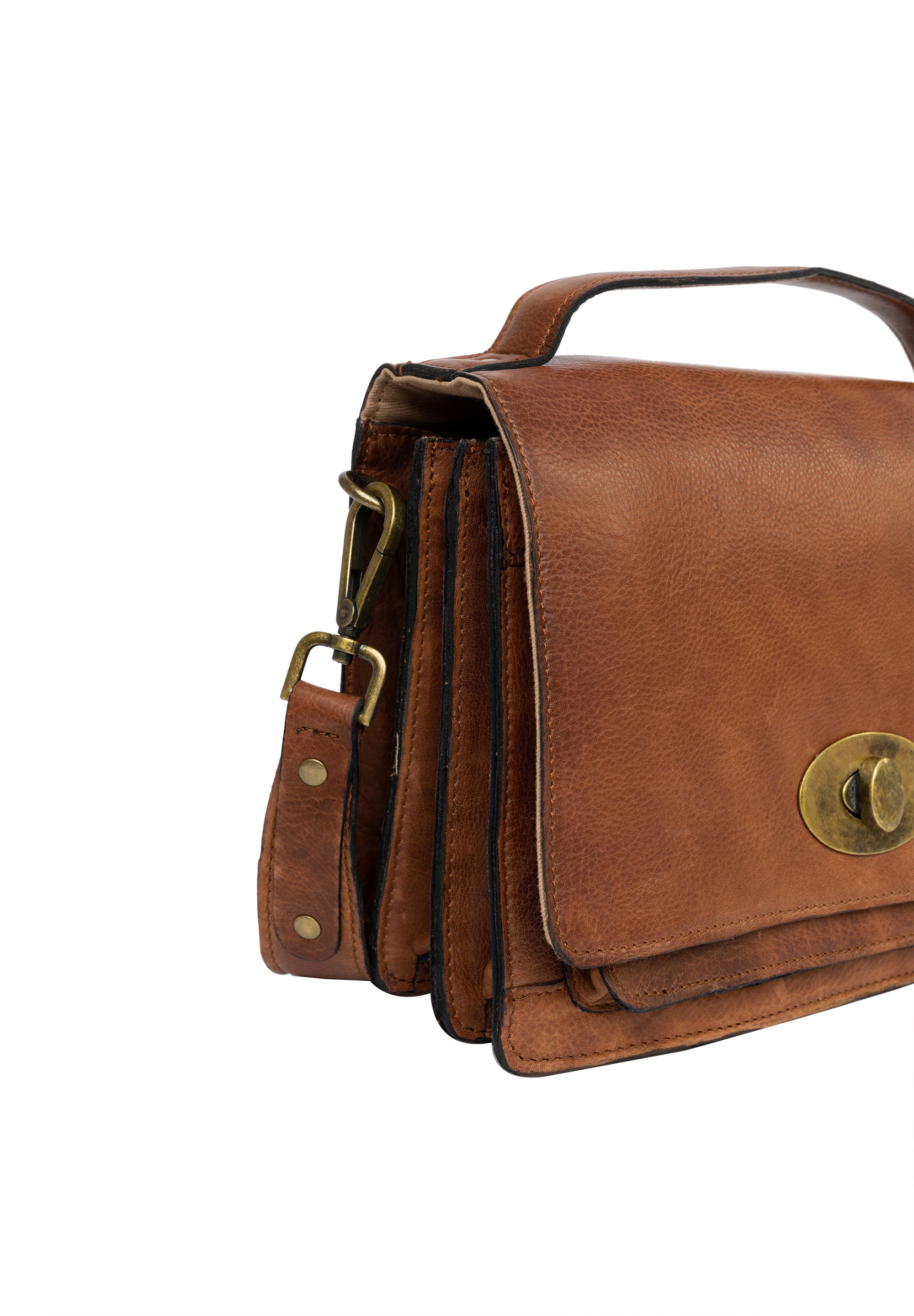 Crossbody / Skulderveske | Medium | Walnut Skinn | To Glidelåsrom | Alba big