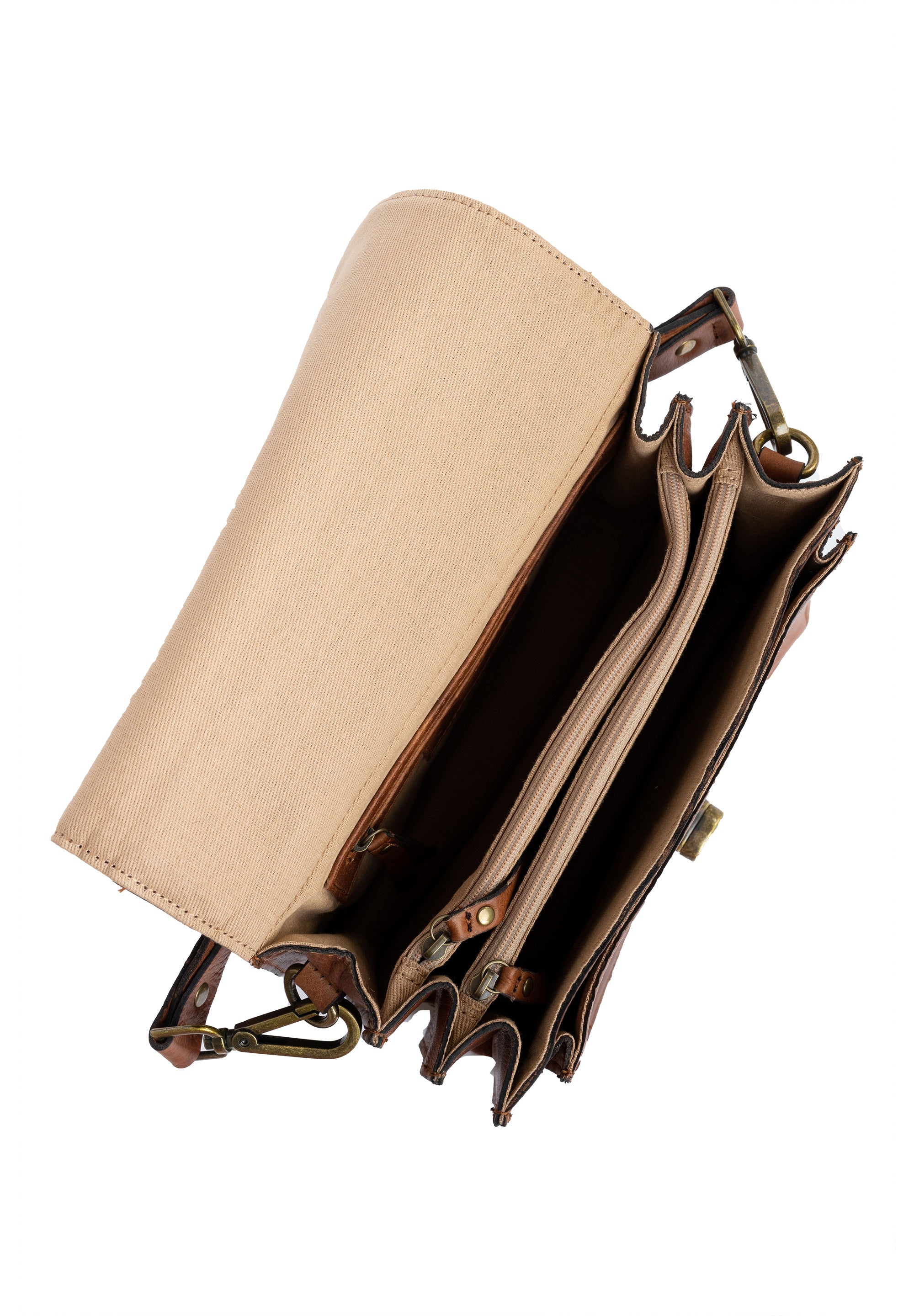 Crossbody / Skulderveske | Medium | Walnut Skinn | To Glidelåsrom | Alba big