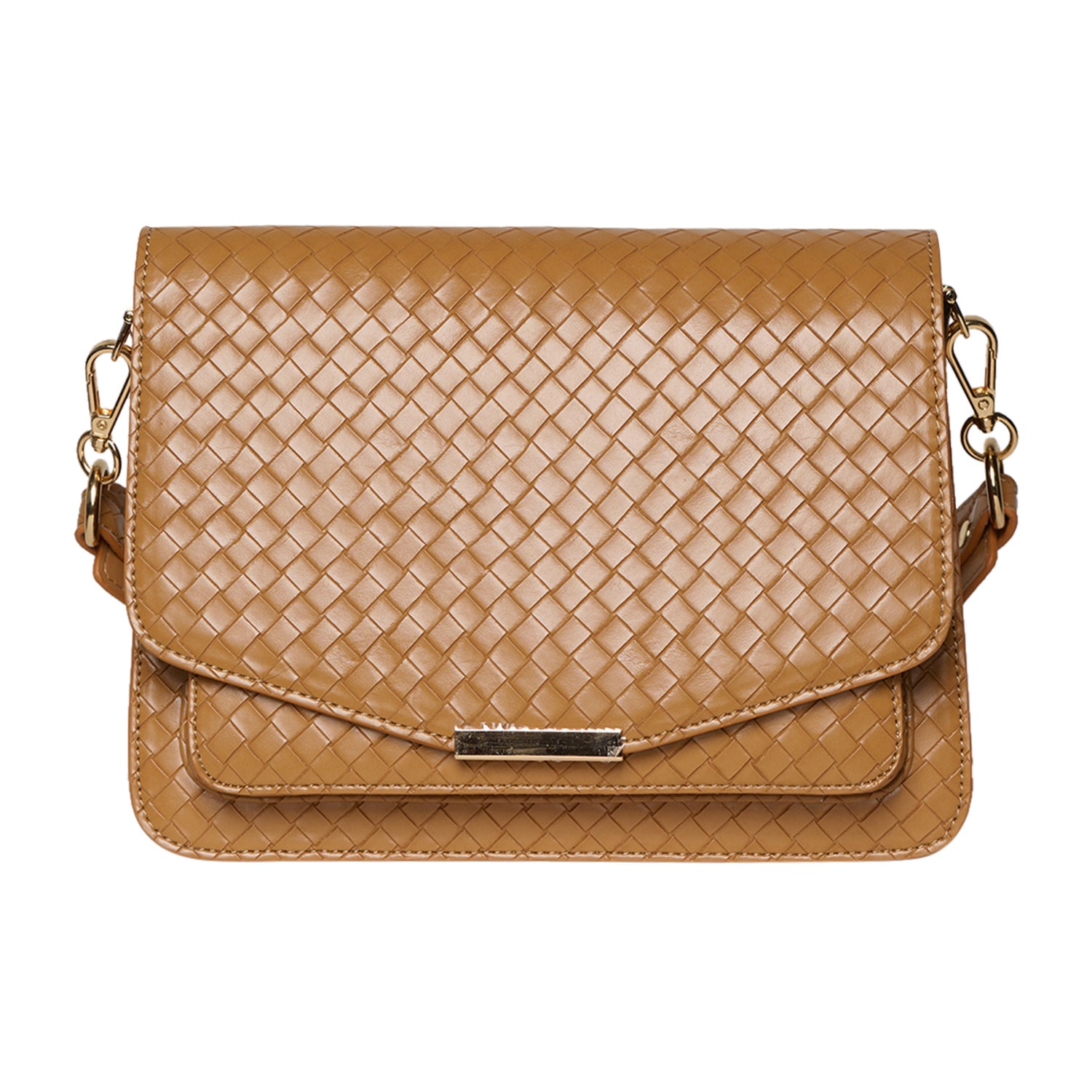 Crossover veske | To reime | Justerbar skulderstropp | Brun | Medium | Blanca braided