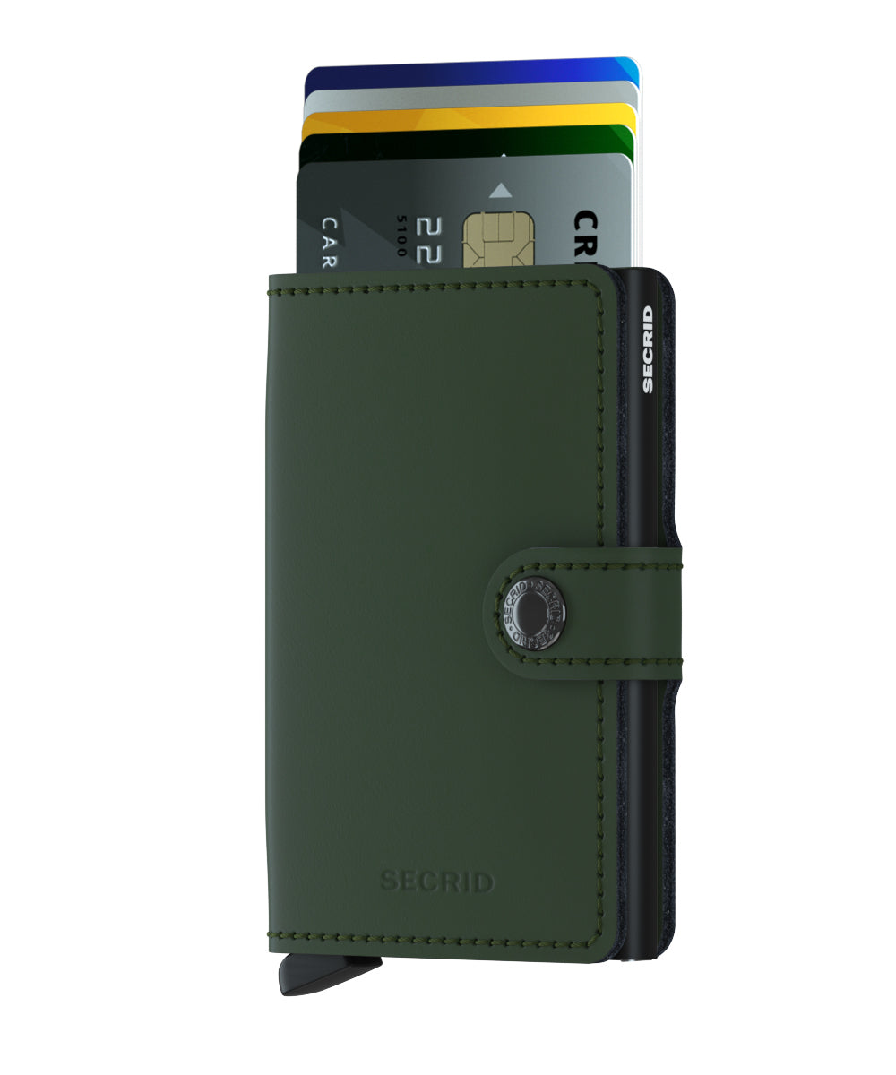 Kortholder Lommebok | Grønn/Sort | Skinn | Pop-Up | Secrid Miniwallet