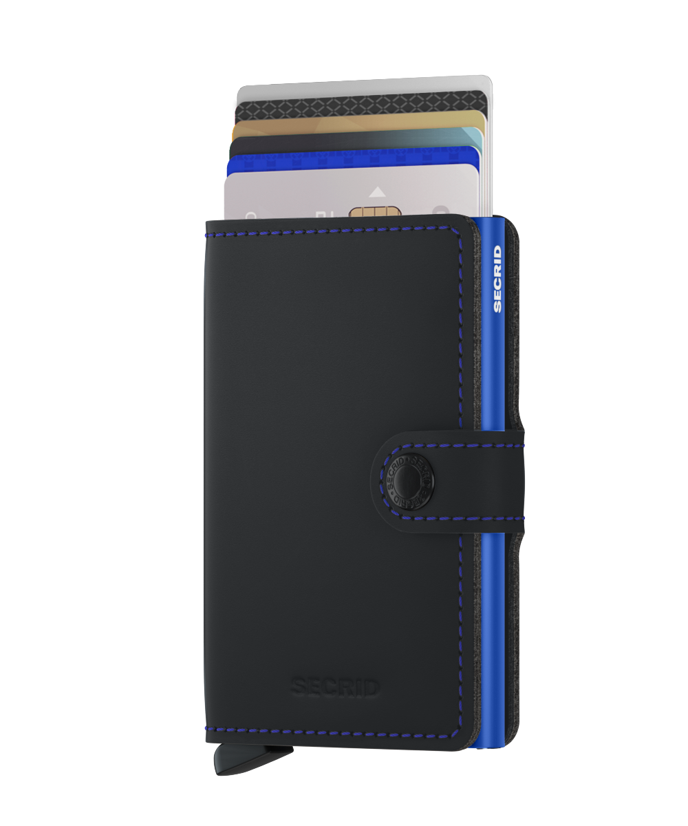 Kortholder | Lommebok | Sort/Blå | Pop-Up | Secrid Miniwallet