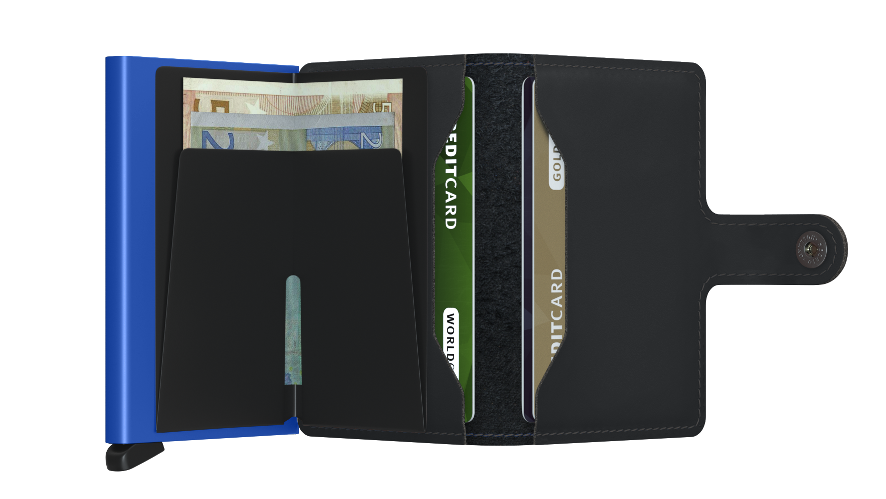 Kortholder | Lommebok | Sort/Blå | Pop-Up | Secrid Miniwallet
