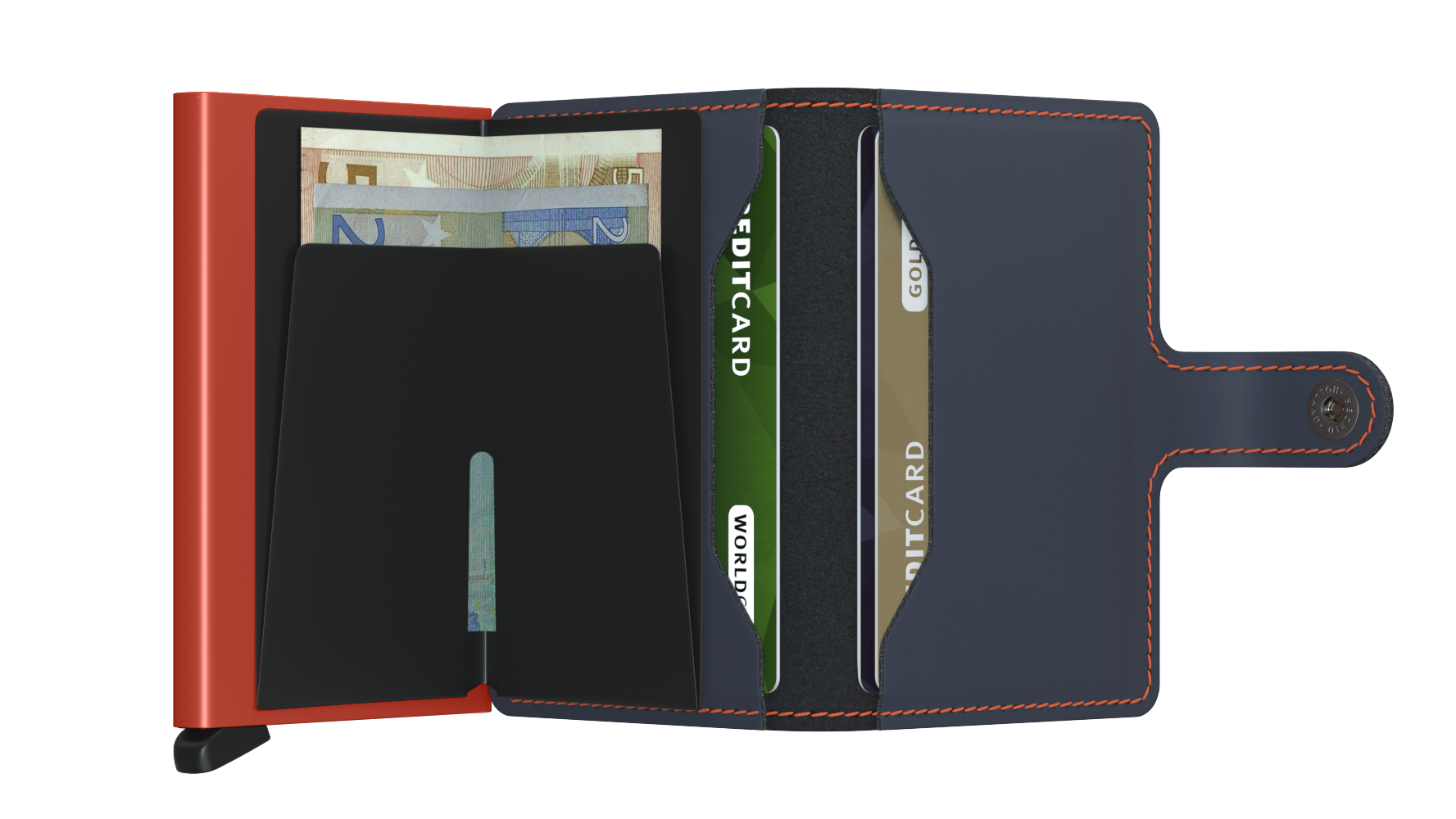 Kortholder | Lommebok | Blå/Orange | Pop-Up | Secrid Miniwallet