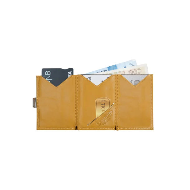 Kortholder / Lommebok | Tynn | 6-10 kort | Skinn | Gul | RFID Blokk | EX D 314