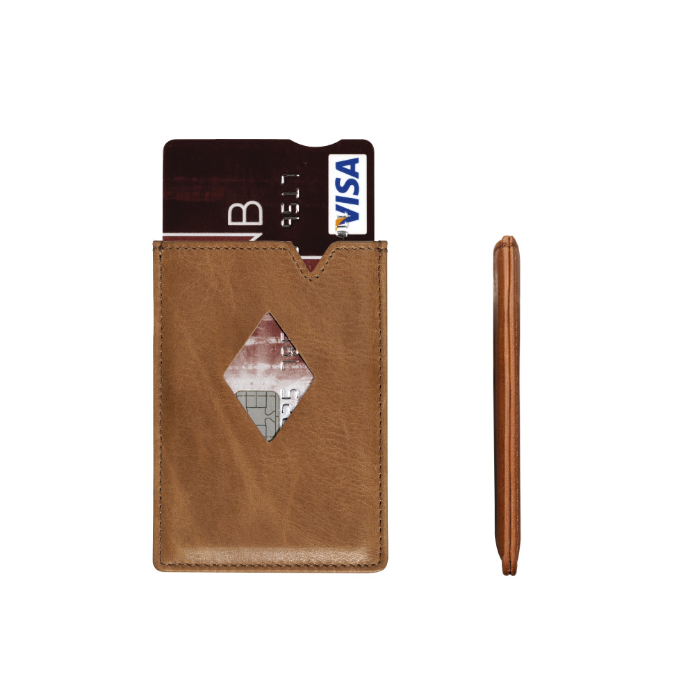 Kortholder | Tynn | 3 kort | Skinn | Sand | FRID Blokk | EX C 711
