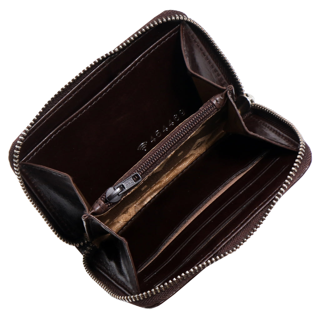 Lommebok | Skinn | Mynt rom | Mørk Brun | Salerno