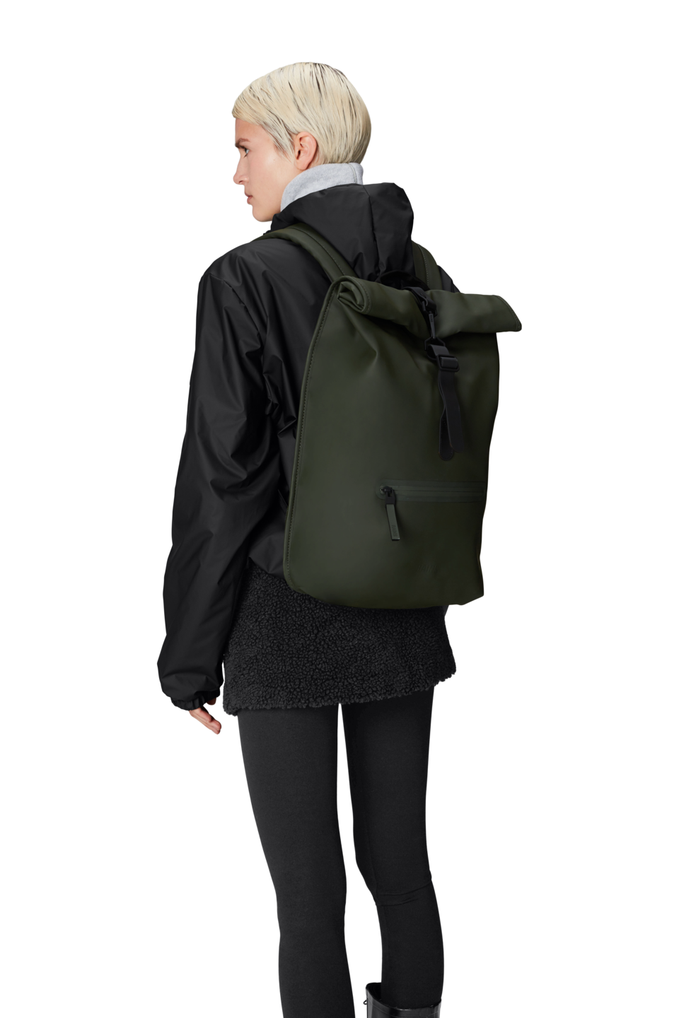 Ryggsekk| Grønn | Stor | Perfekt til Pc | Rolltop Rucksack 13320