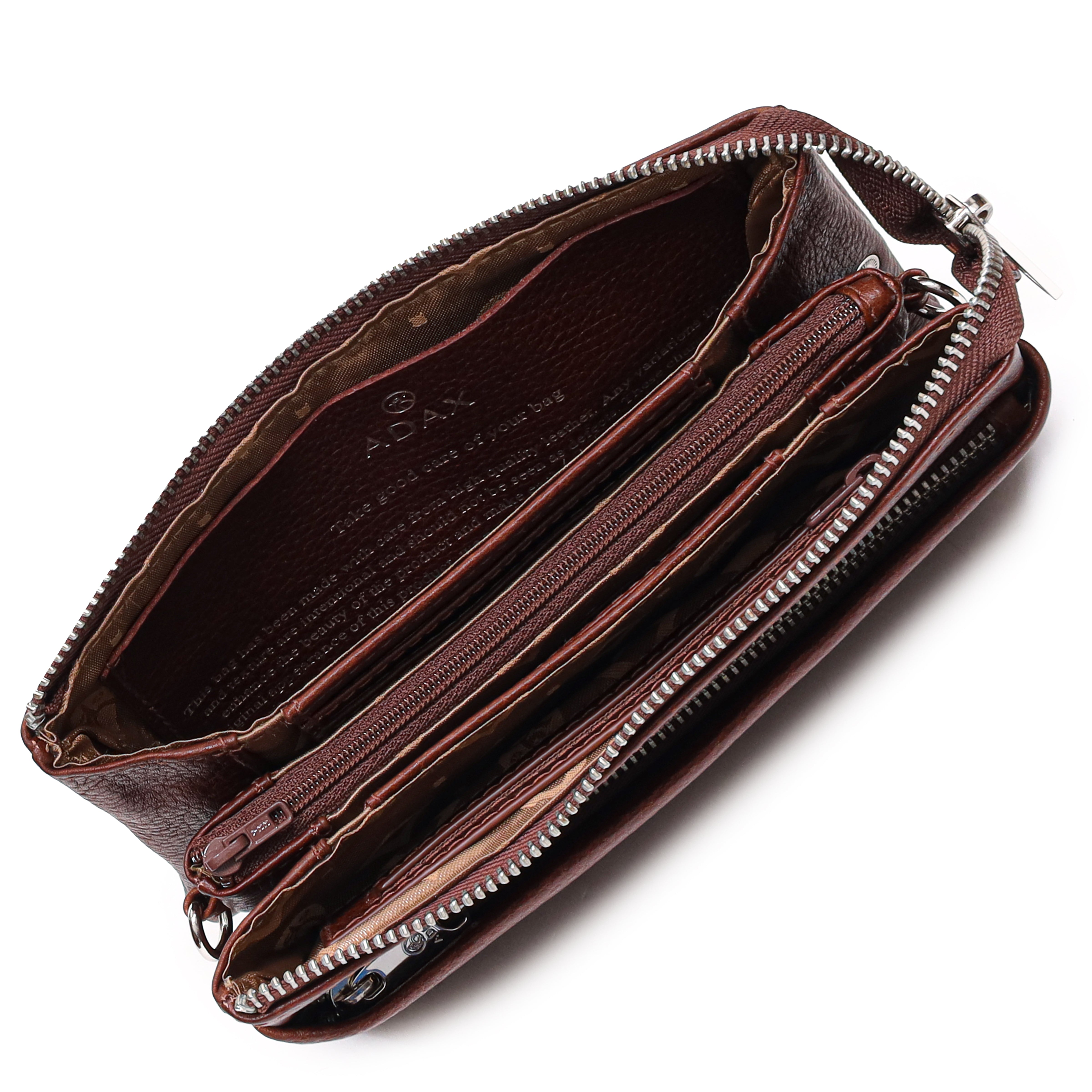 Skinnveske/Clutch | Walnut | Justerbar Langreim | Cormorano