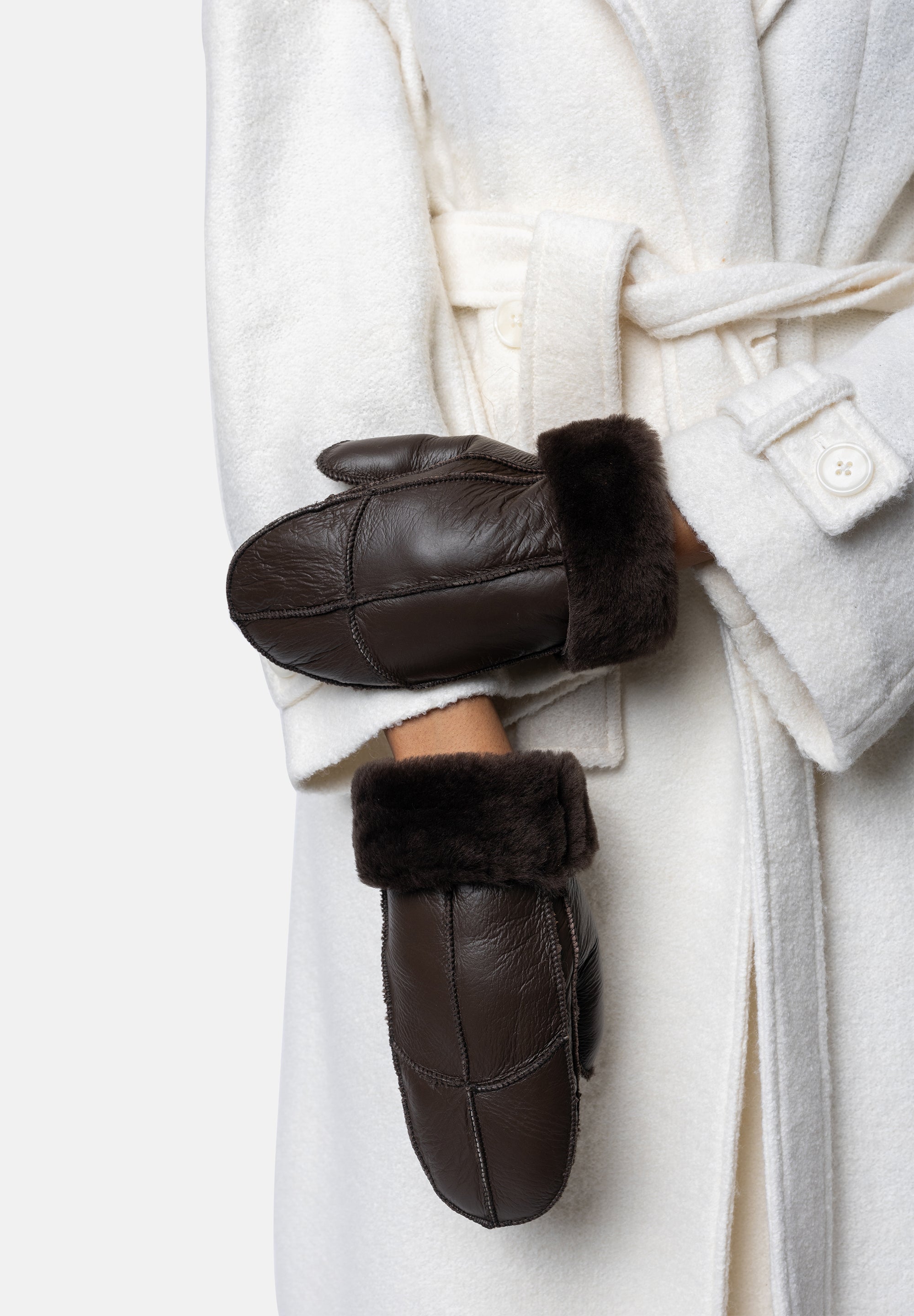 Skinnvotter | Mørkebrun | Medium | Dame | 6193 Henny