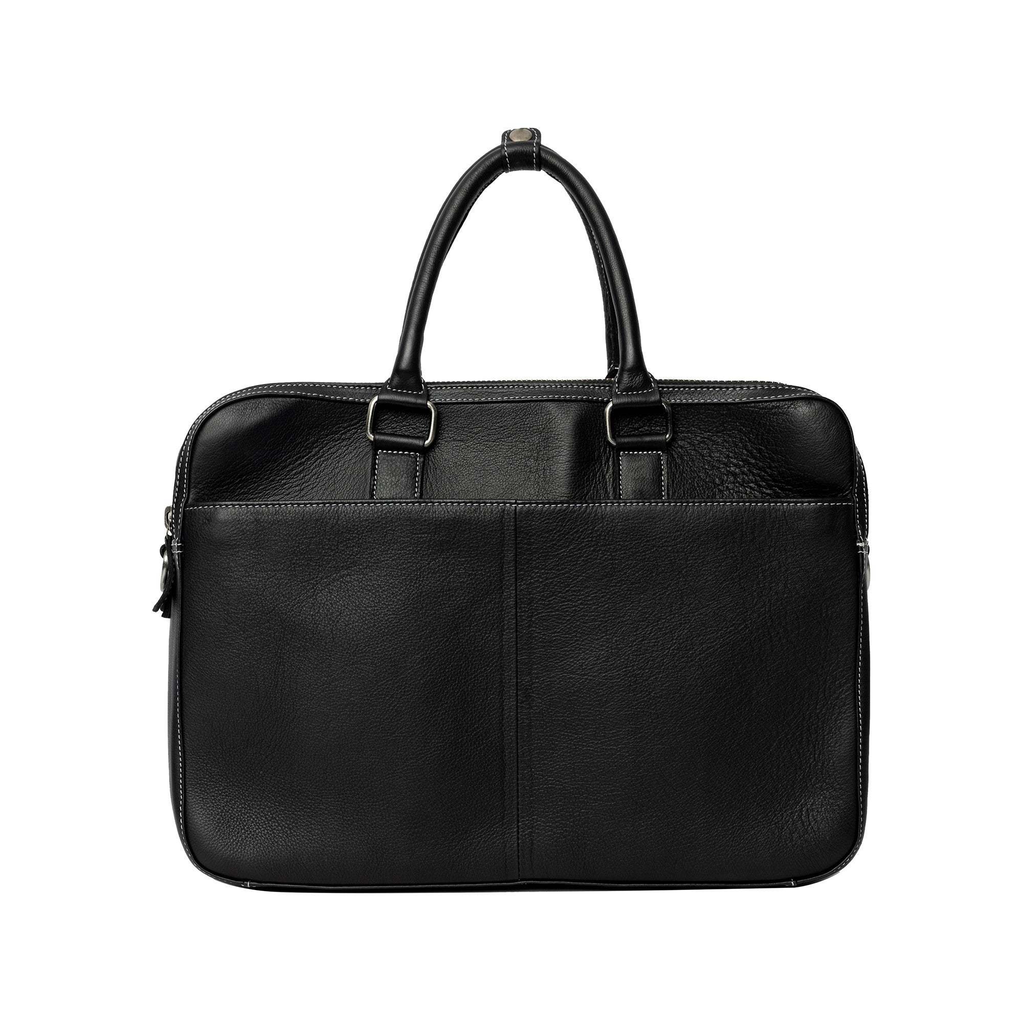 Felix Bag, jobbveske i skinn til herre fra Re:Designed By Dixie i fargen Sort, vist fra froten, 