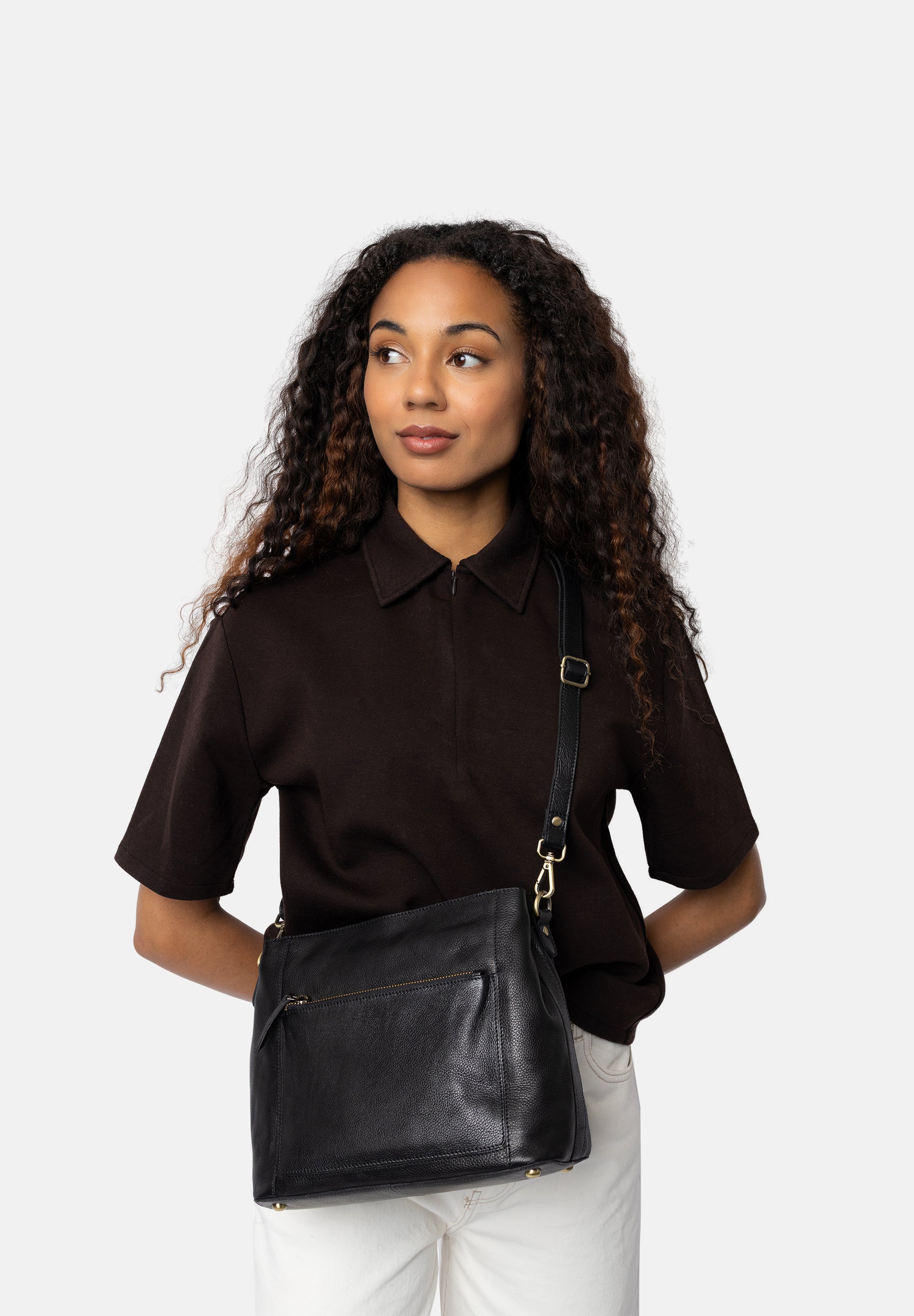 Skulderveske | Skinn | Sort | 6526 Myra Small