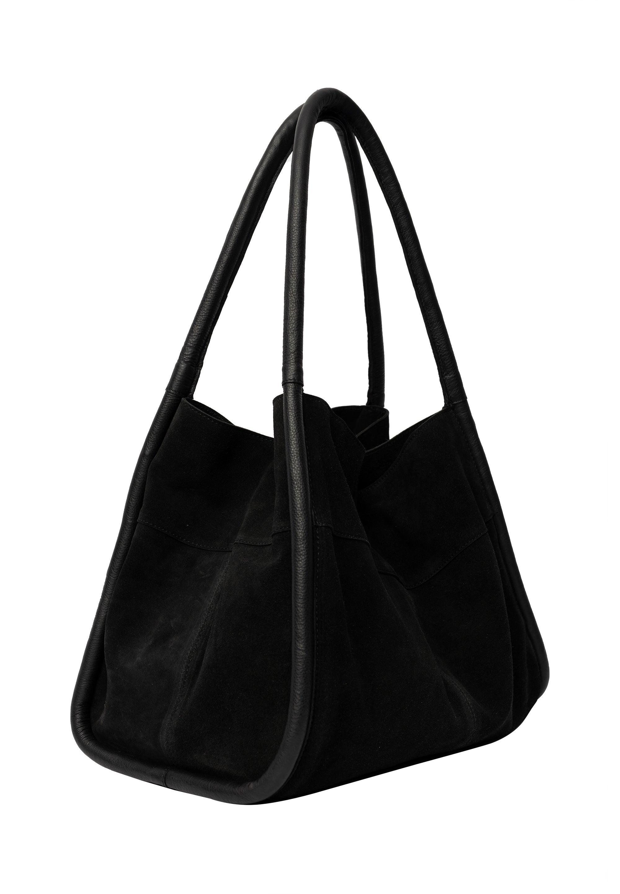 Meno shopperveske i semsket skinn, Sort