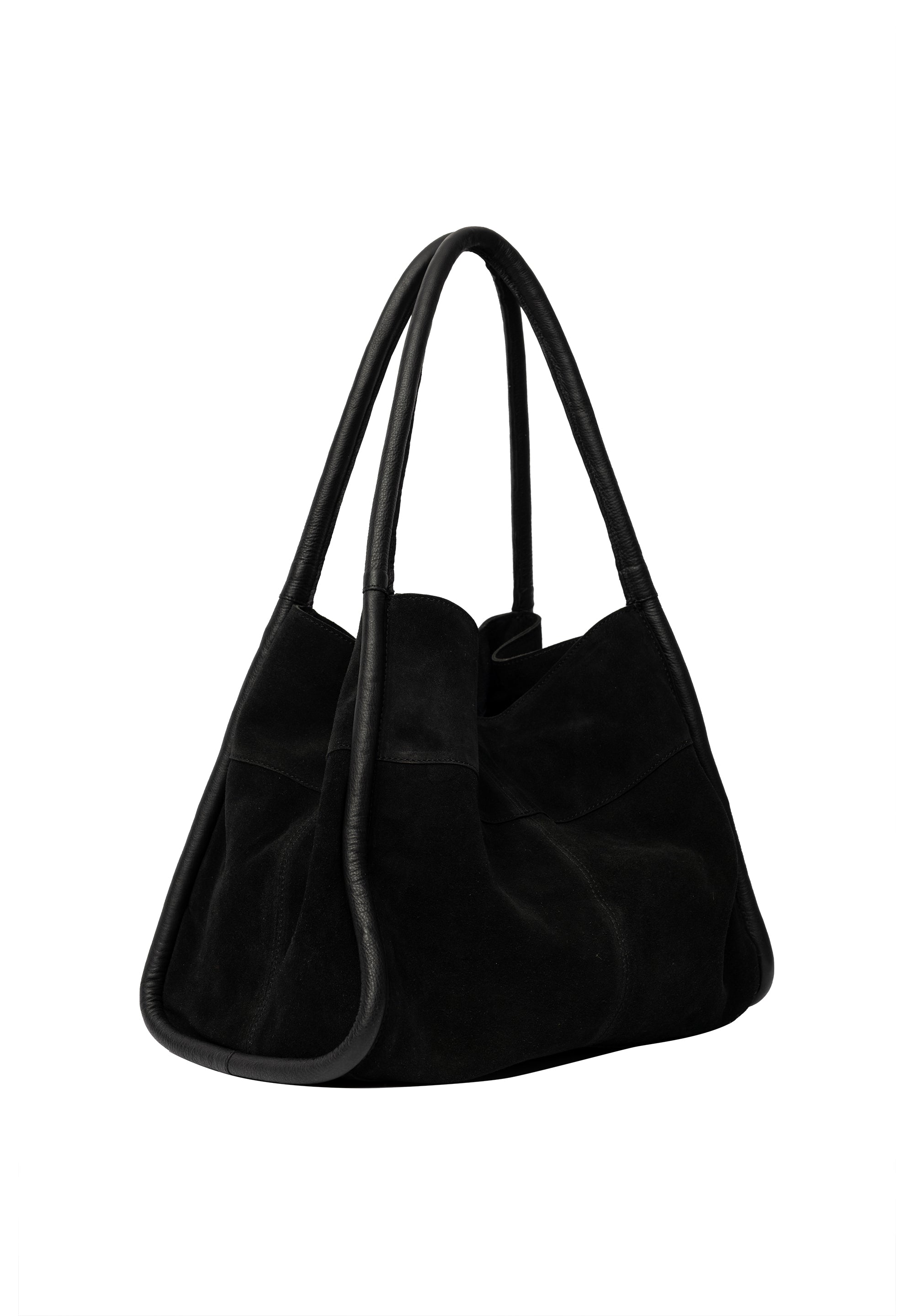 Meno shopperveske i semsket skinn, Sort