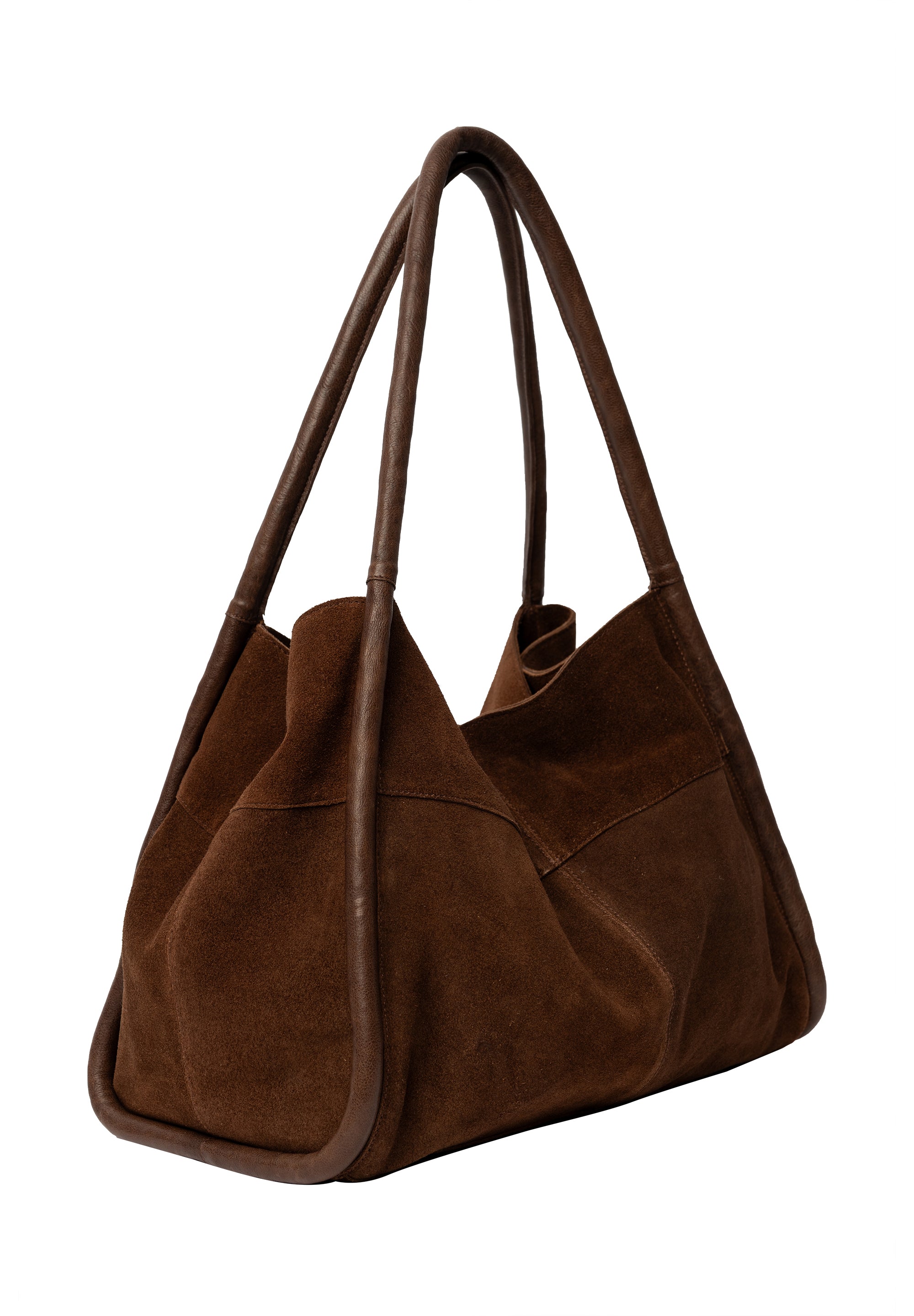 Meno shopperveske i semsket skinn, Woodsmoke