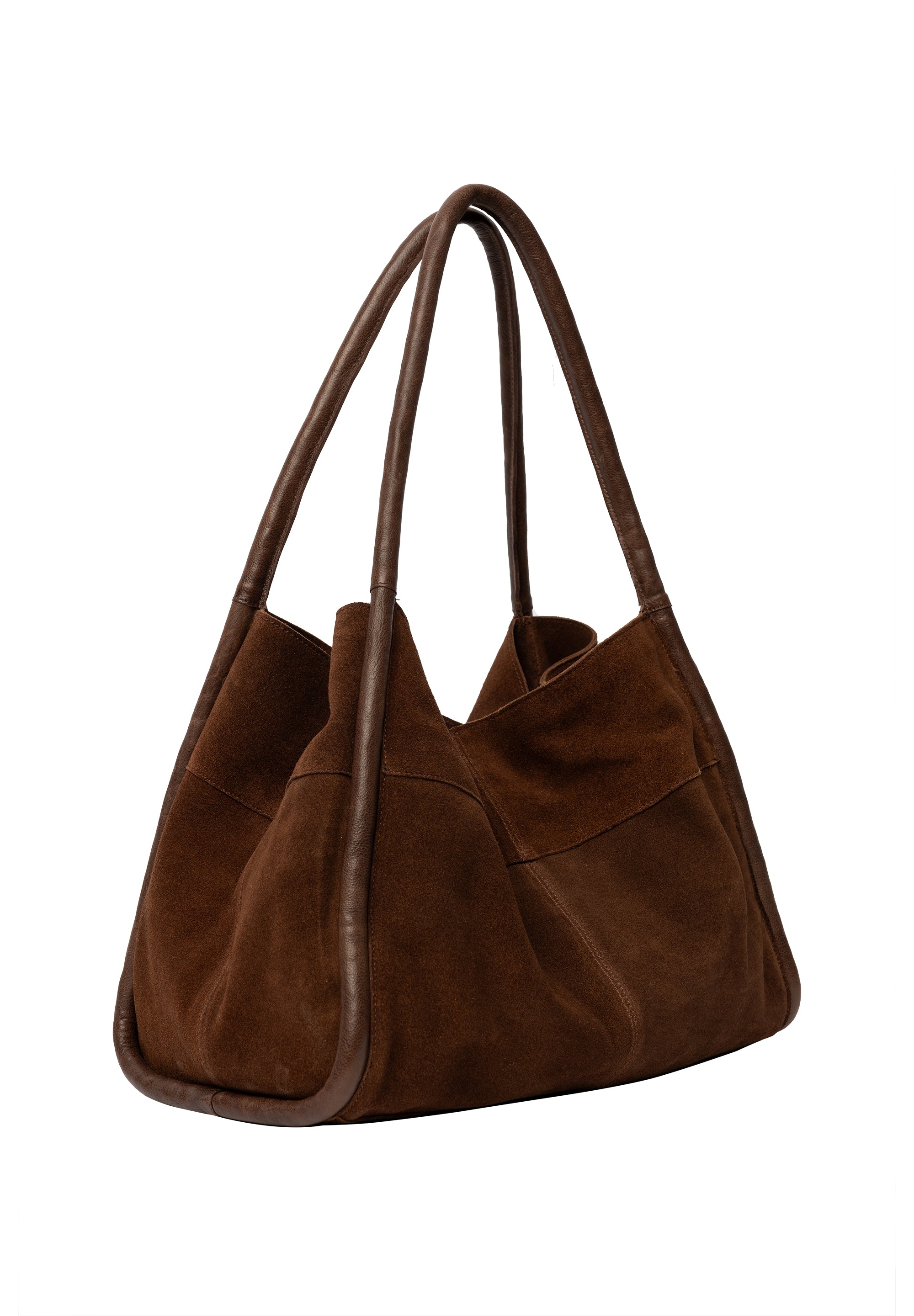 Meno shopperveske i semsket skinn, Woodsmoke