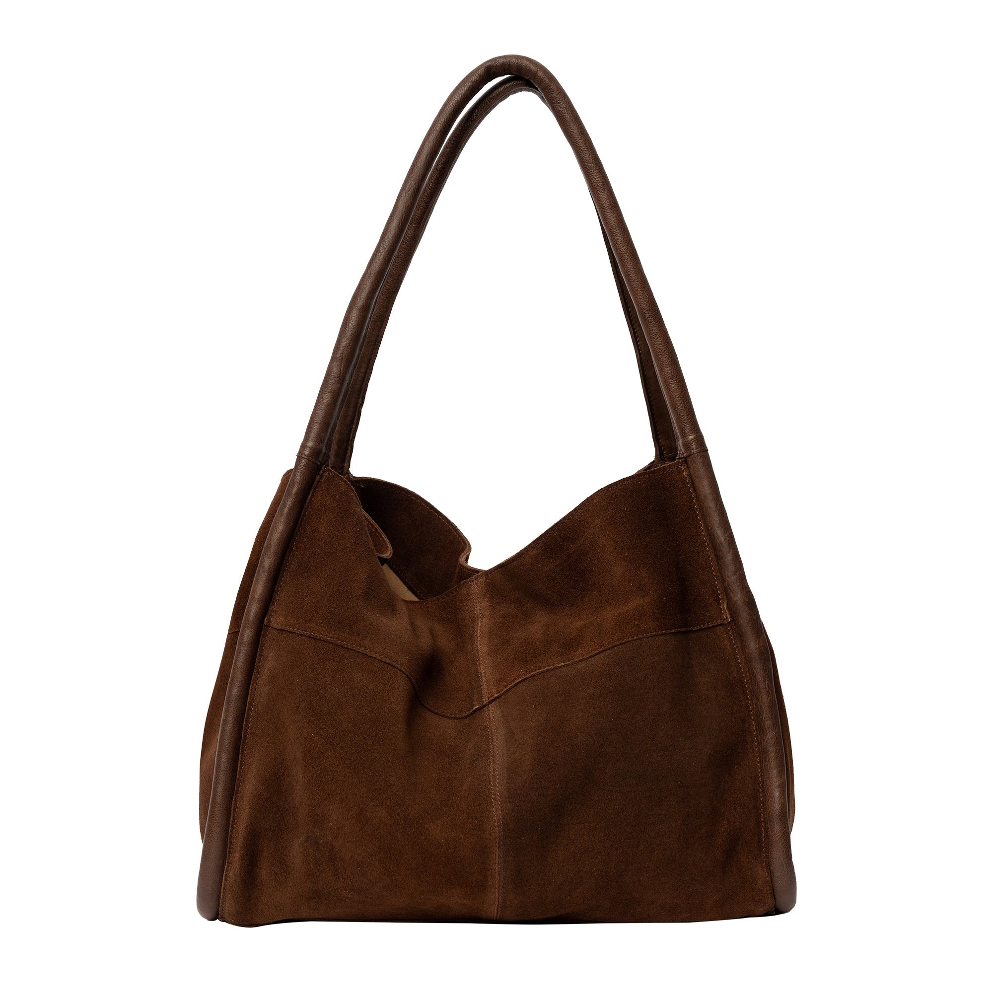 Meno shopperveske i semsket skinn, Woodsmoke