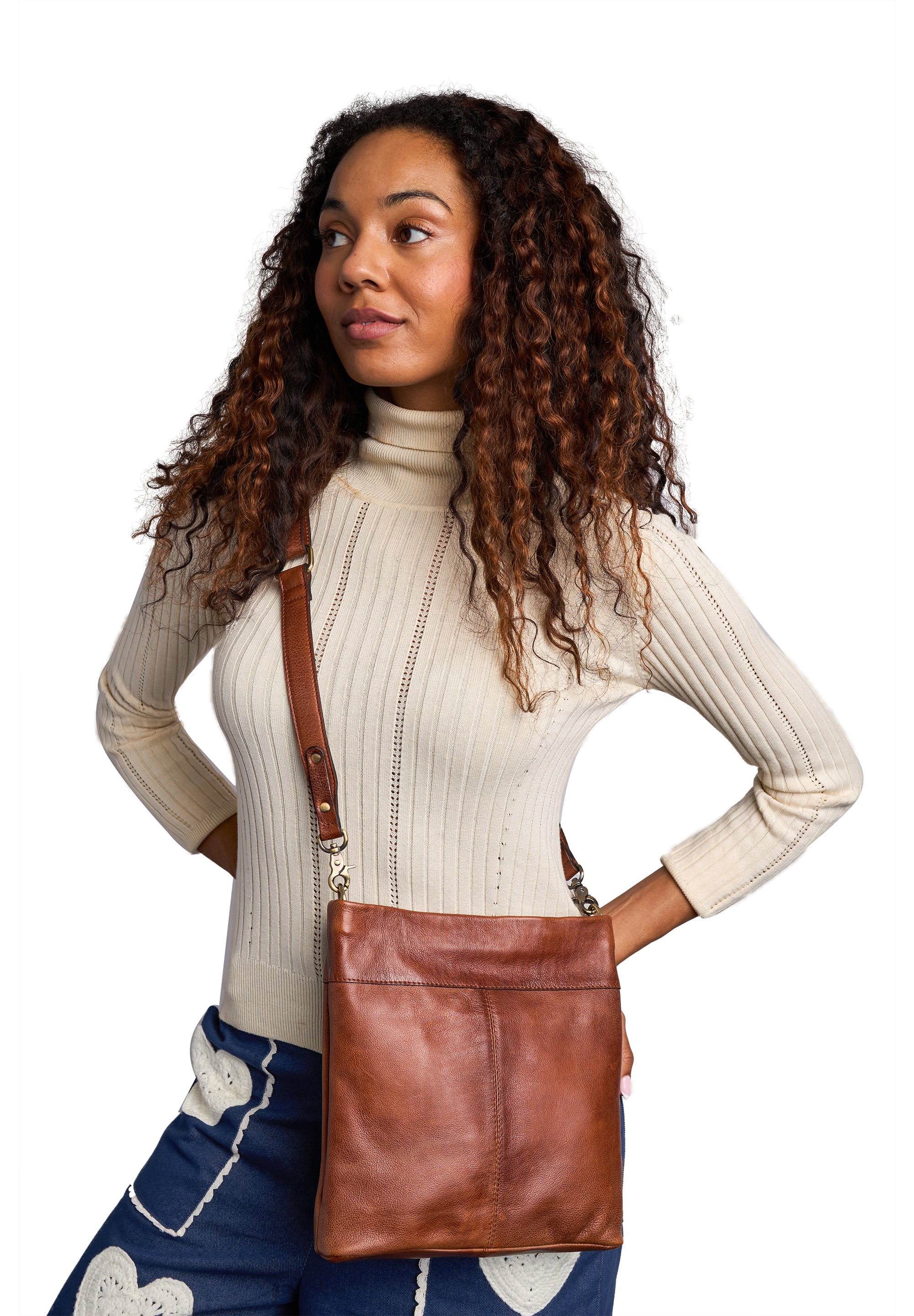 Crossbody veske | Skinn | Walnut | 6643 Olea Small
