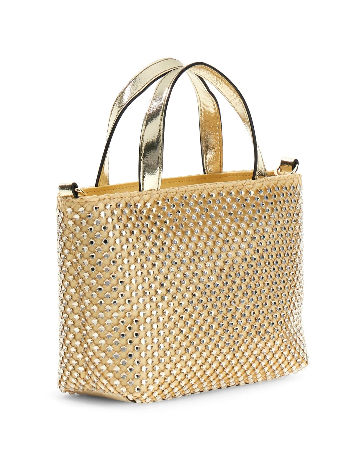 Tasmin Mini Tote Selskapsveske – Gull, Strass, Langreim