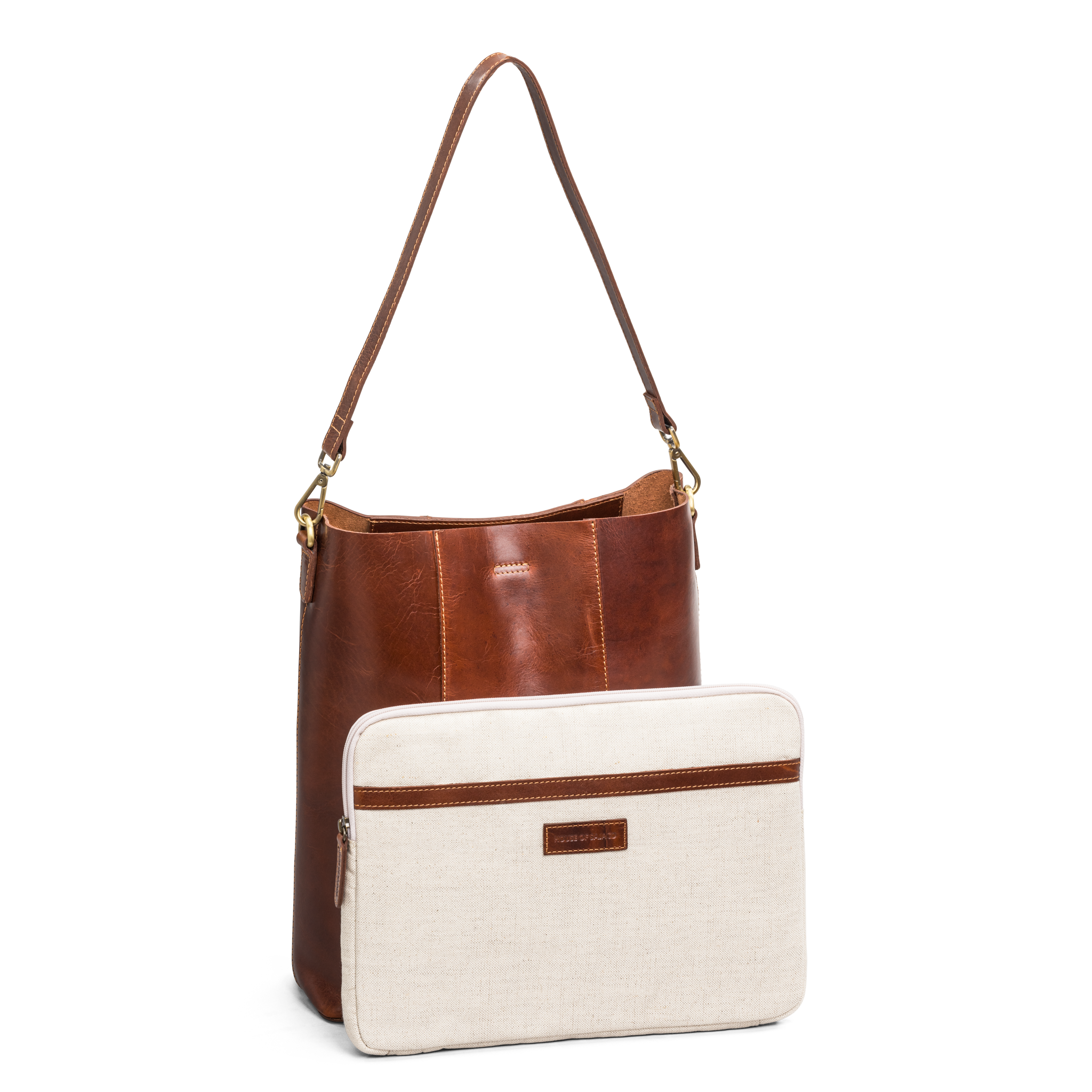 Bucket Veske | Cognac | Skinn | Romslig | 16" | 3070097