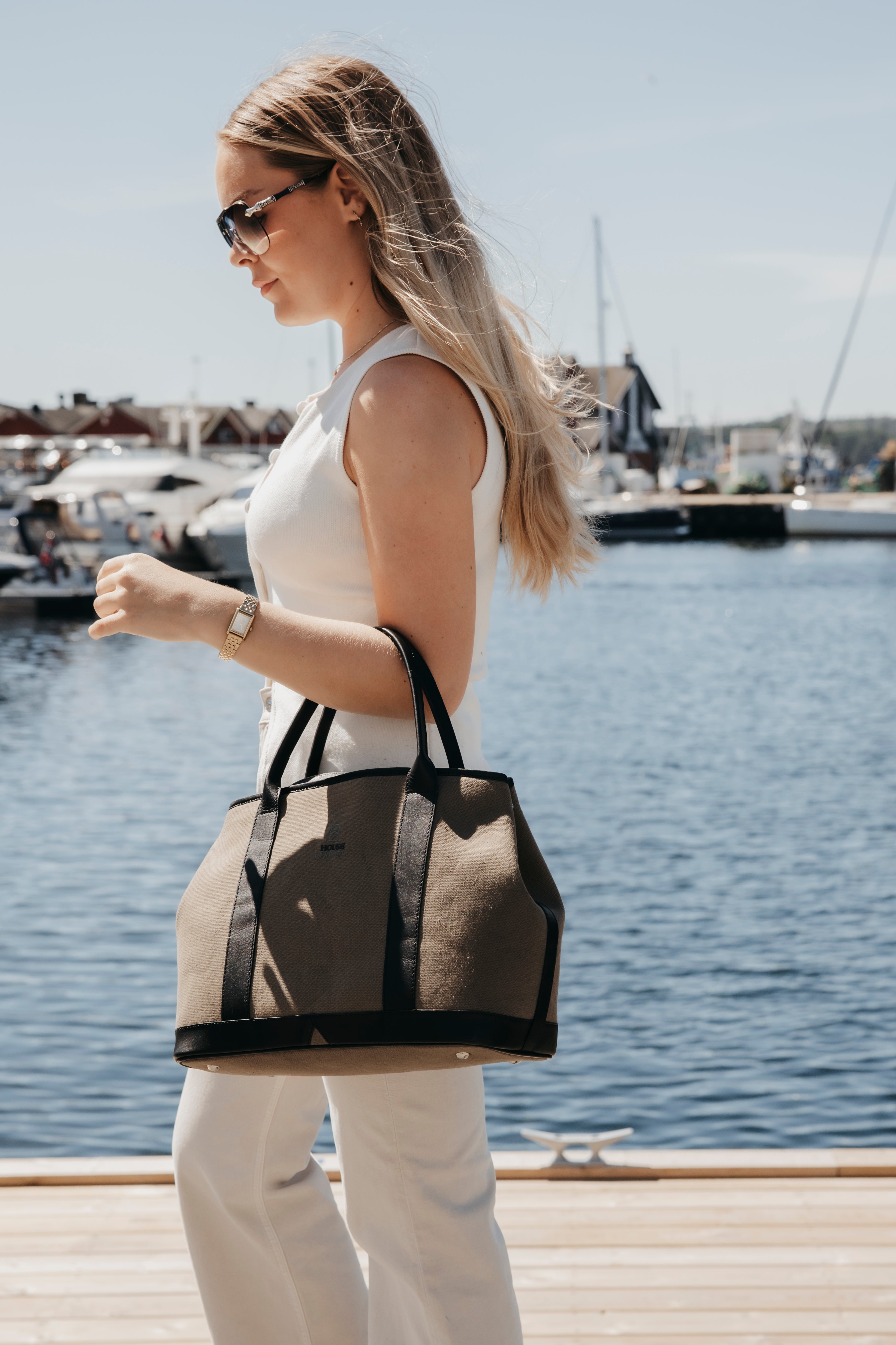 Canvasveske | Romslig | Grønn/sort | 3040085