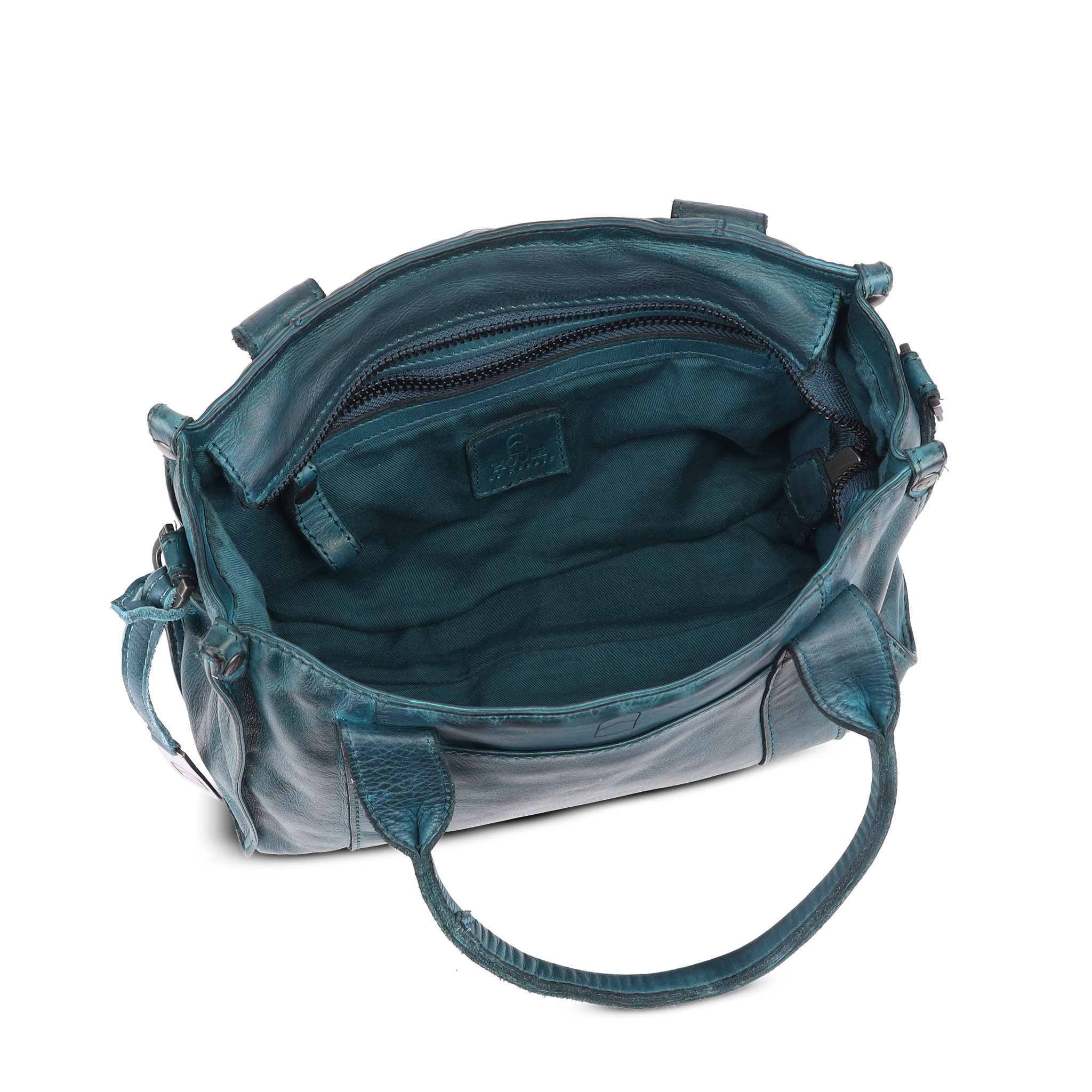 Håndveske | Skinn | Vintage look | Petrol | 3040093