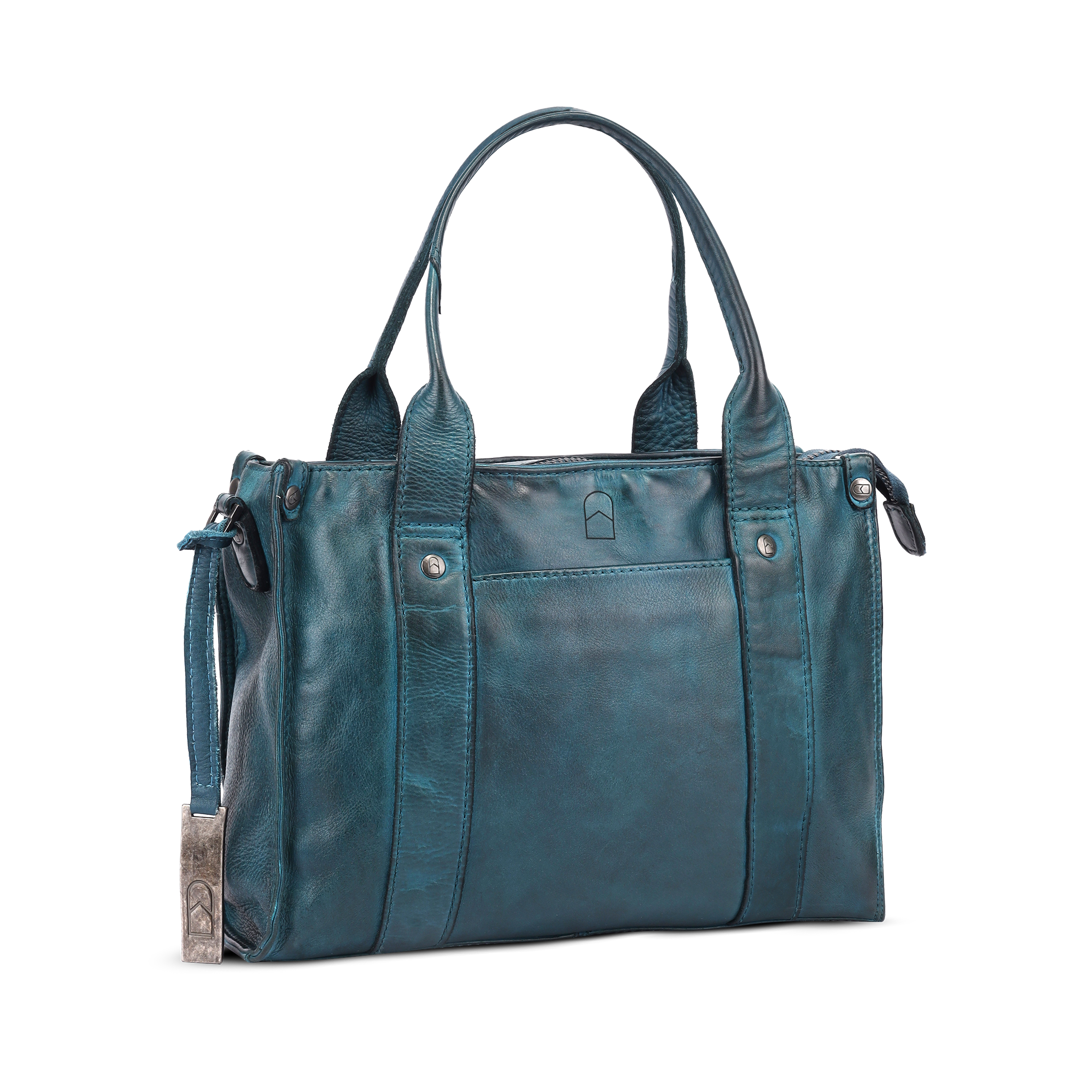 Håndveske | Skinn | Vintage look | Petrol | 3040093