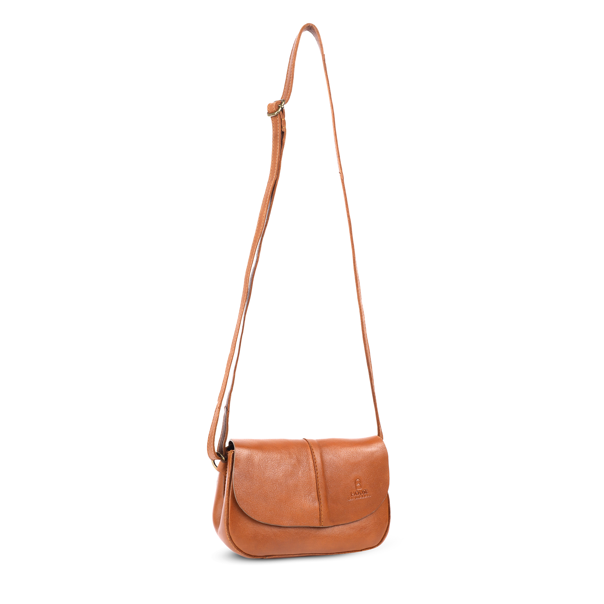 Klaffveske | Skinn | Regulerbar Reim | Cognac |3040101