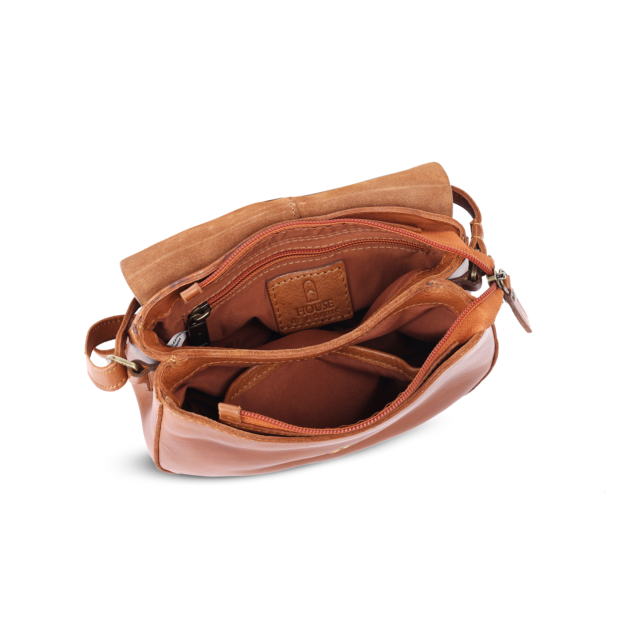 Klaffveske | Skinn | Regulerbar Reim | Cognac |3040101