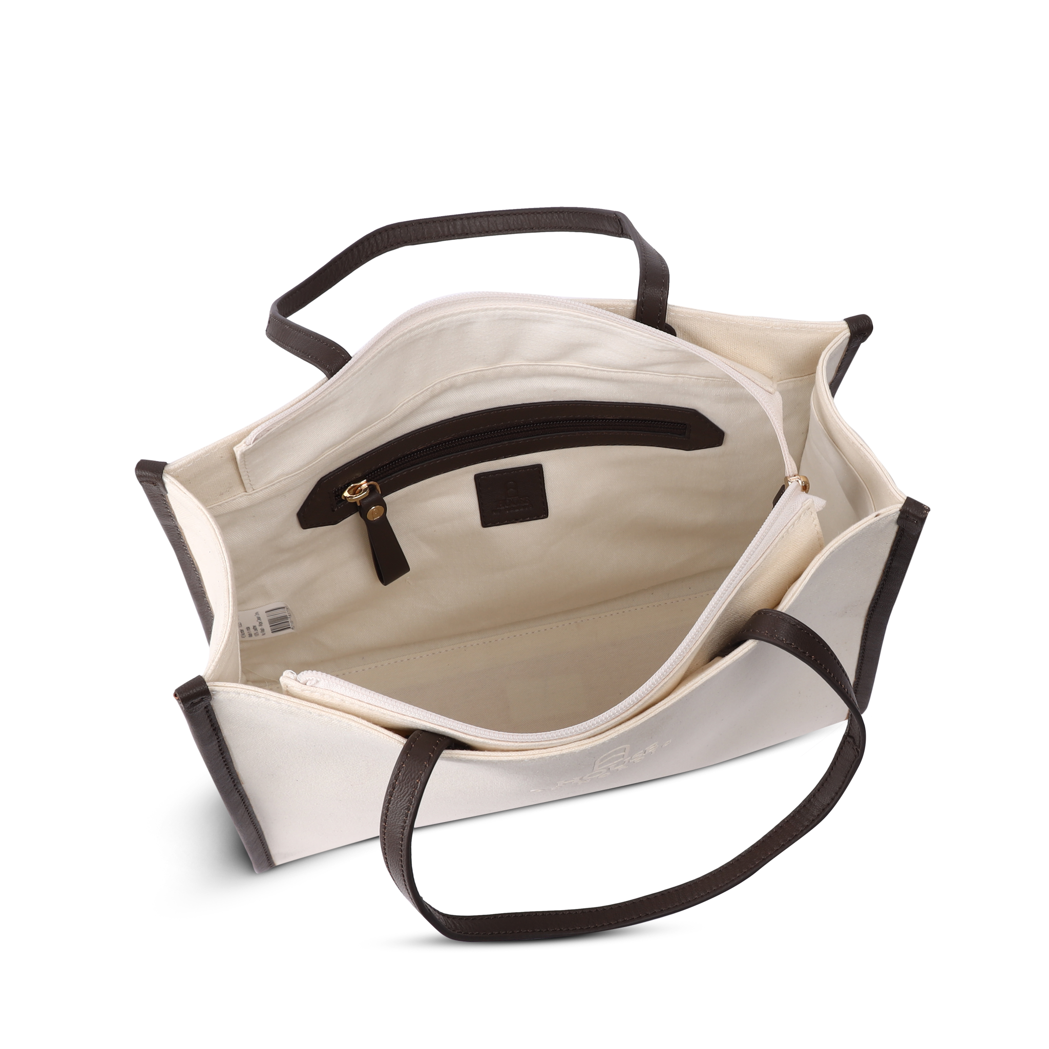 Skulderveske | Kanvas/Skinn | BeigeCognac| 3040117