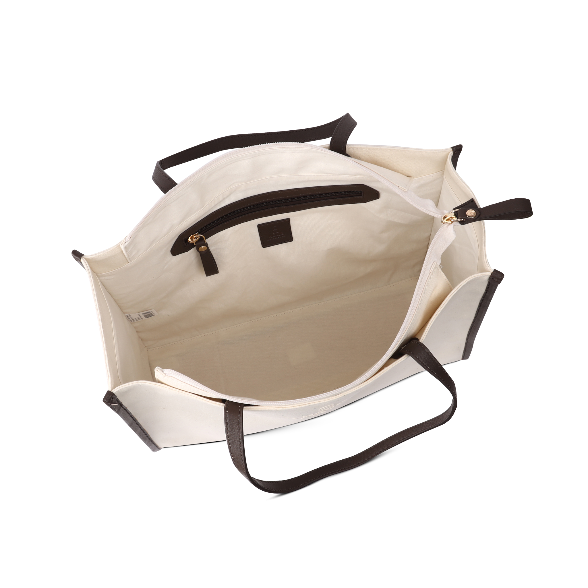 Tote Veske | Kanvas og Skinn | BeigeCognac | 3040118