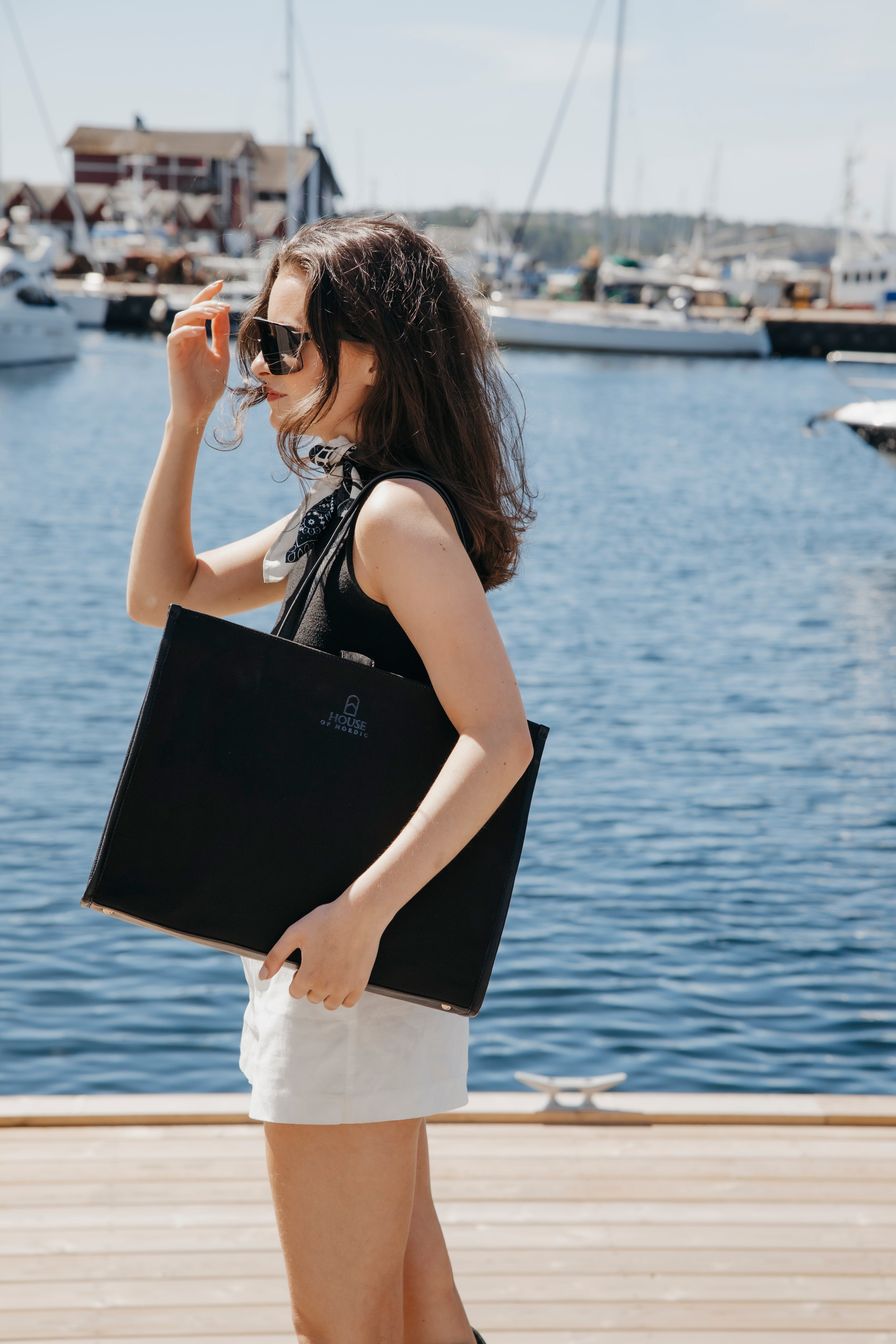 Tote Veske | Kanvas og Skinn | Sort | 3040118