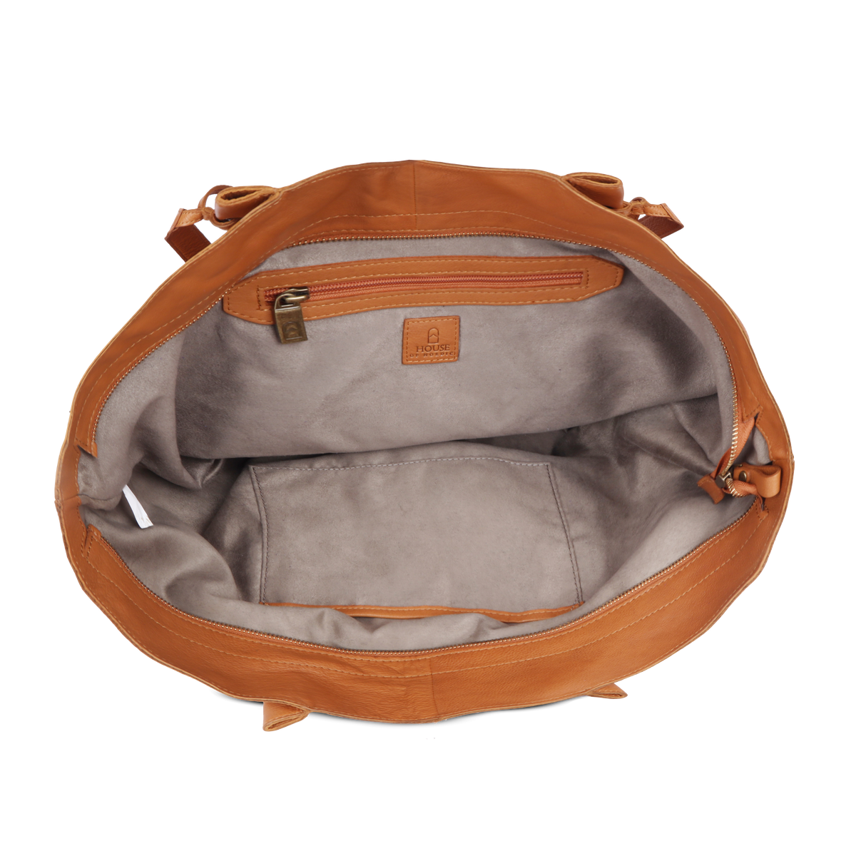 Chic Boho toteveske i skinn, Tan