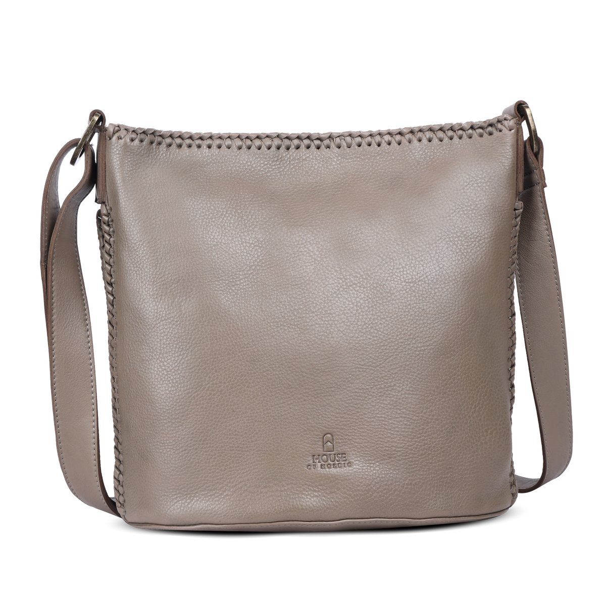 Crossoverveske, mykt skinn, Taupe