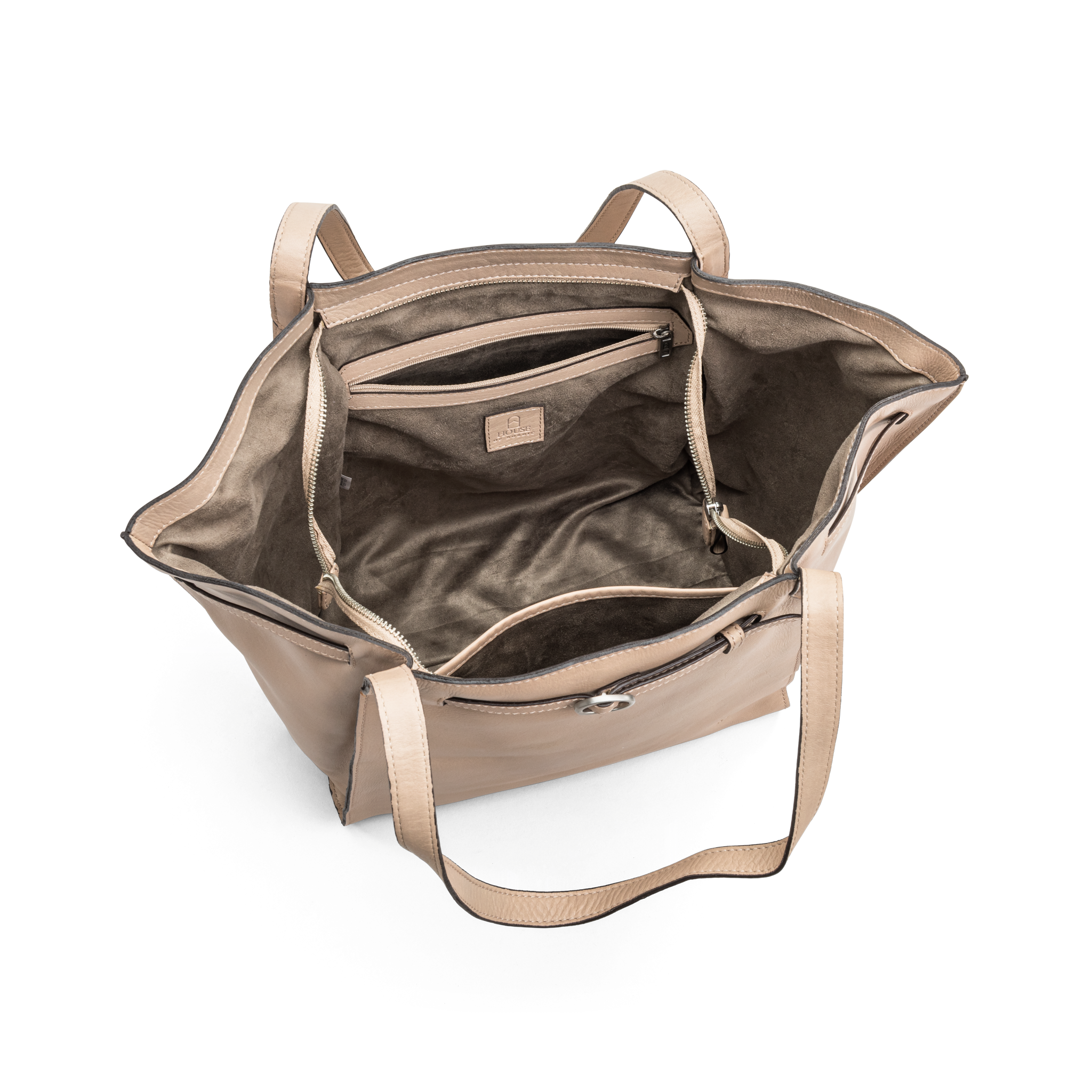 Skulderveske | Skinn | Romslig | Beige | 3052042