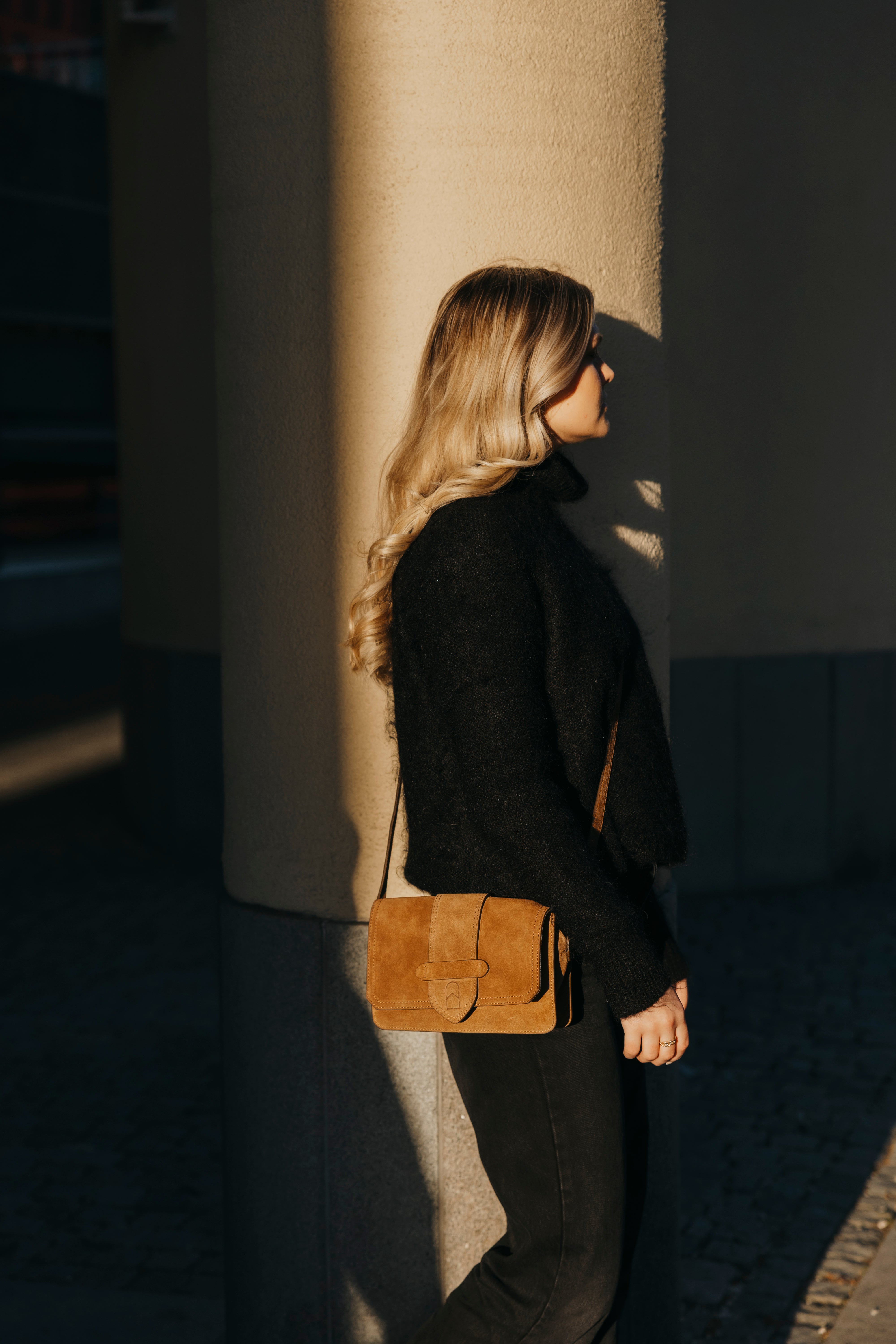 Klaffveske | Camel | Semsket skinn | 3070149