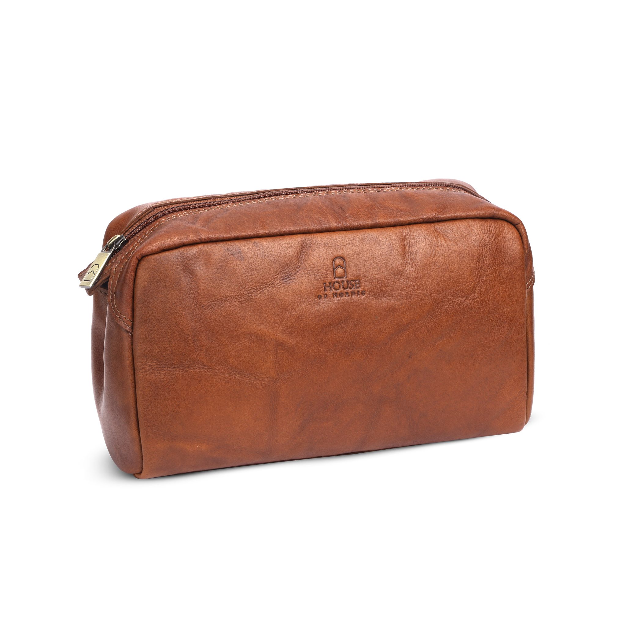 Toalettmappe | Skinn | Perfekt til Herre | Cognac | House of Sajaco