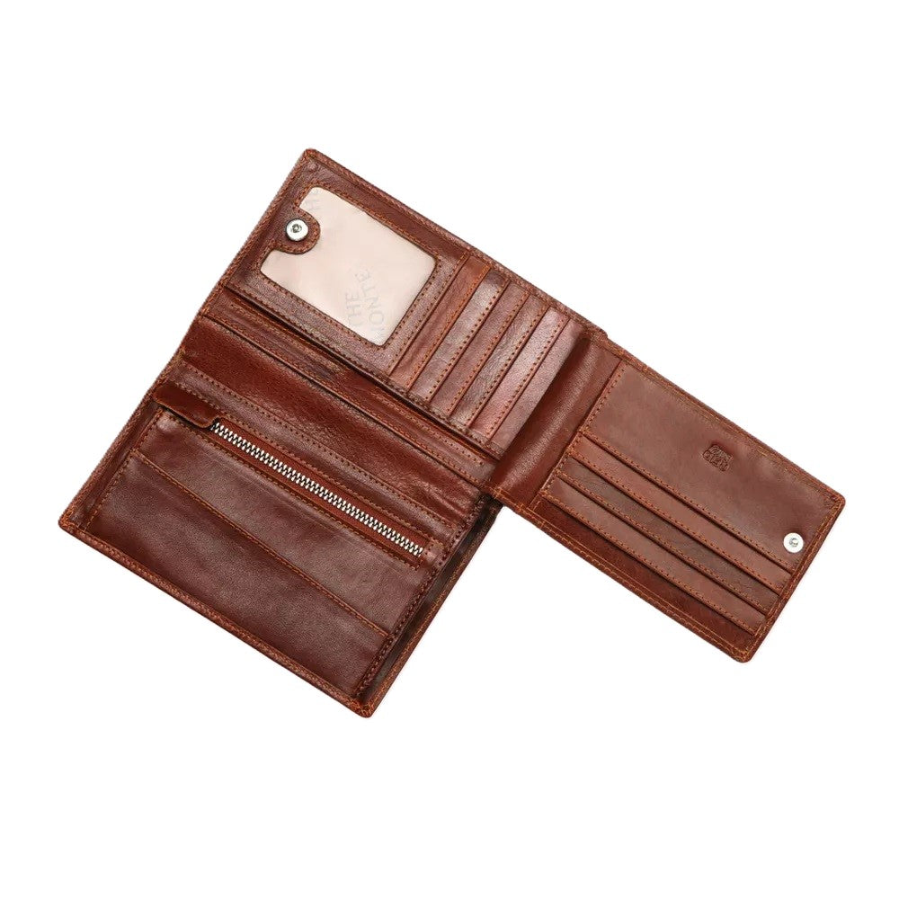 Lommebok | Skinn | Cognac | Plass til mange kort | Mynt rom | RFID Blokk | The Monte