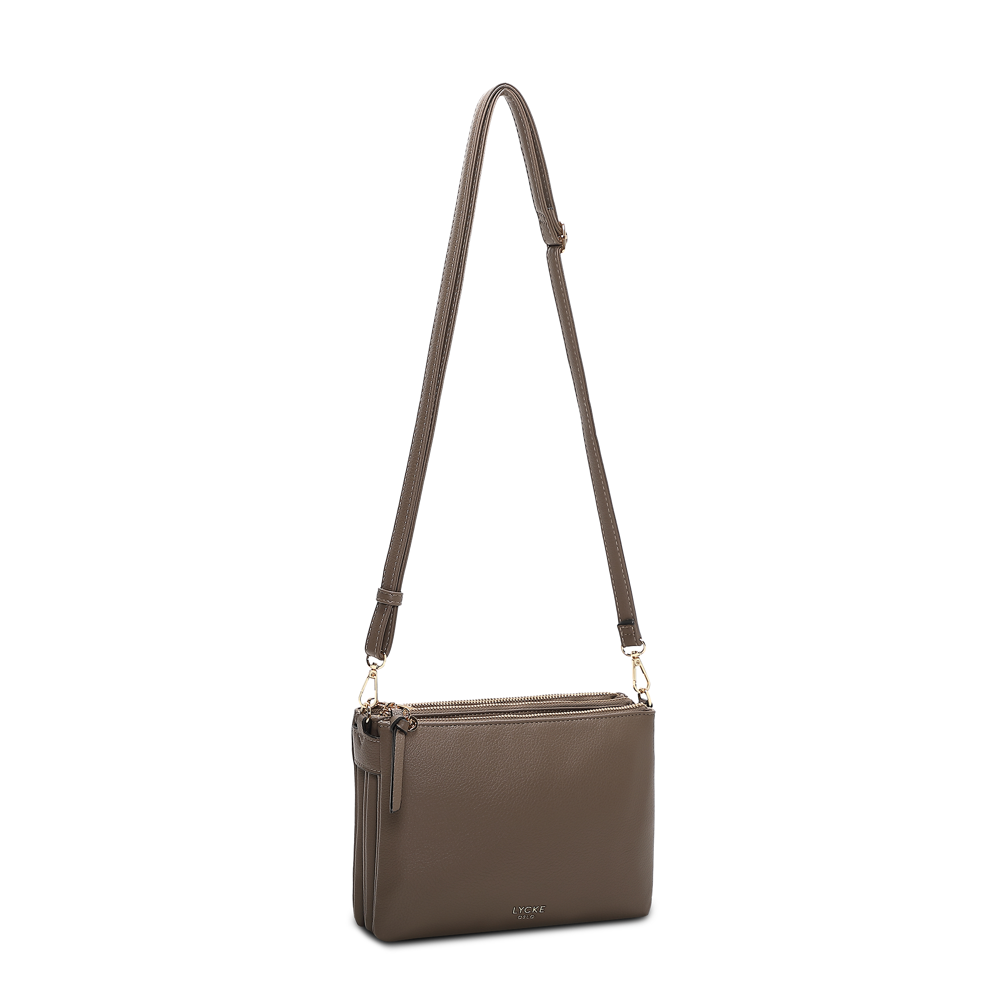 Skulderveske | Taupe | Tre glidelås rom | 8053848 Egersund