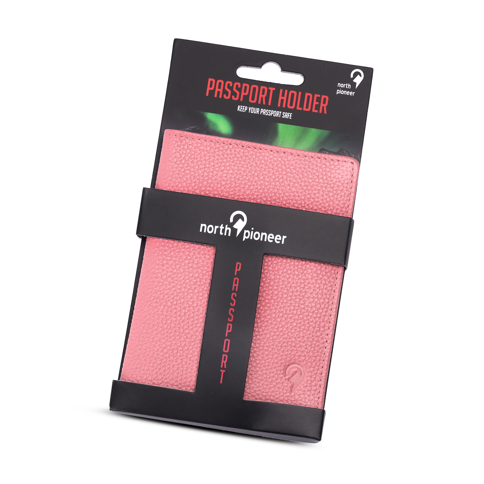 passholder i skinn RFID, Rosa