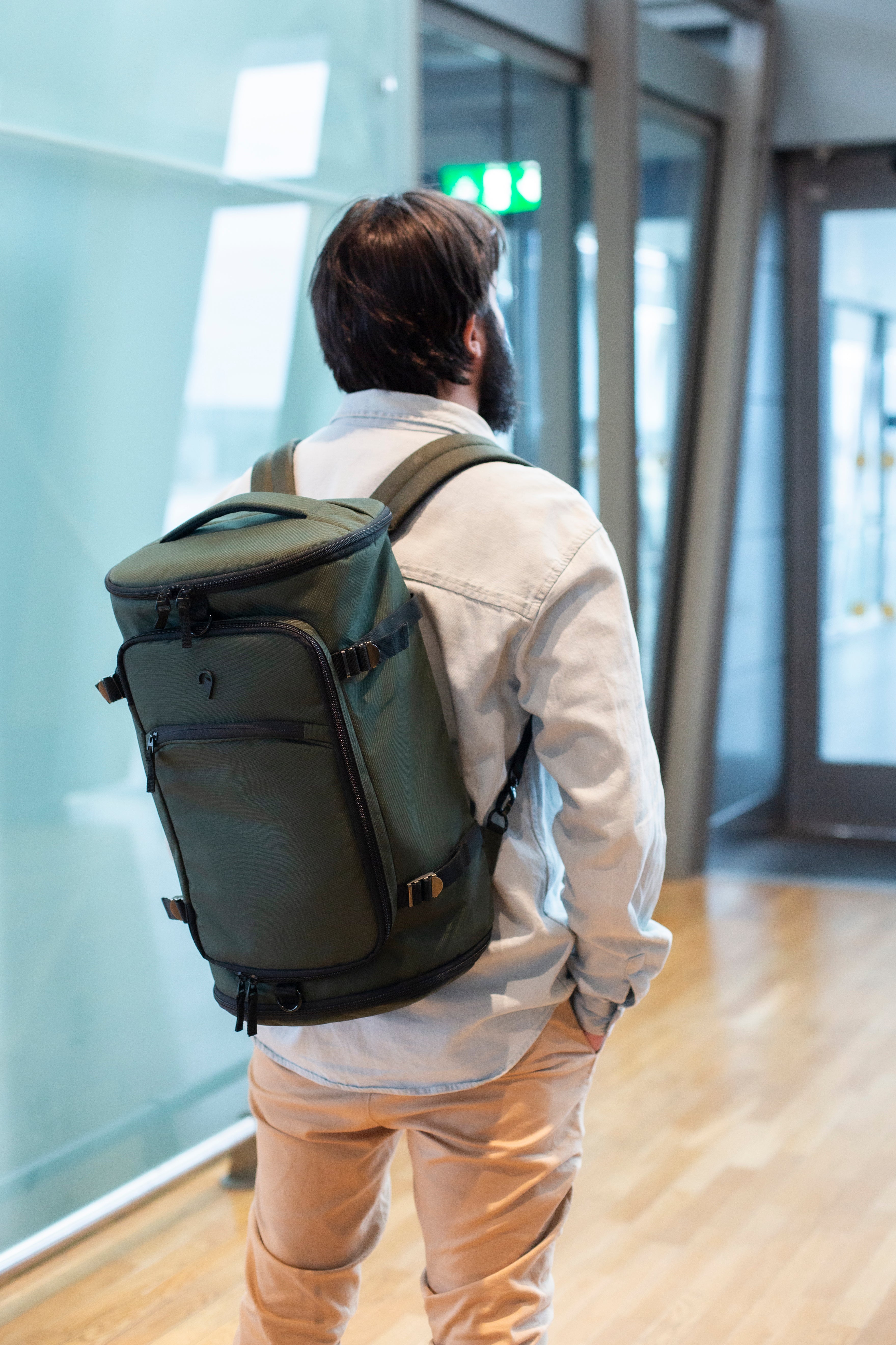 Kombinert Sekk og Bag | Grønn | Perfekt til trening | Barrel Bag