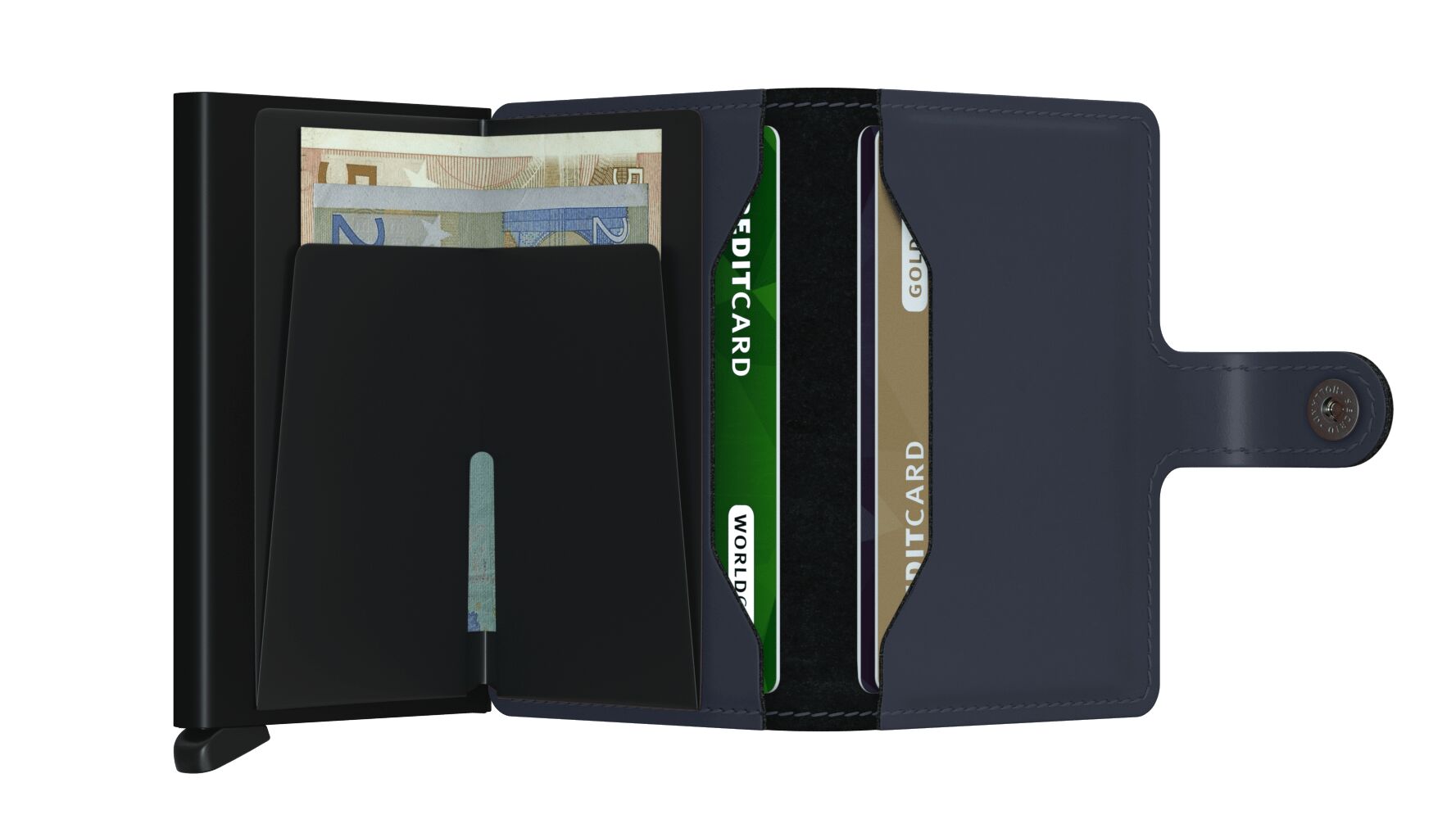 Kortholder | Lommebok | Matt Mørkeblå | Pop-Up | Secrid Miniwallet