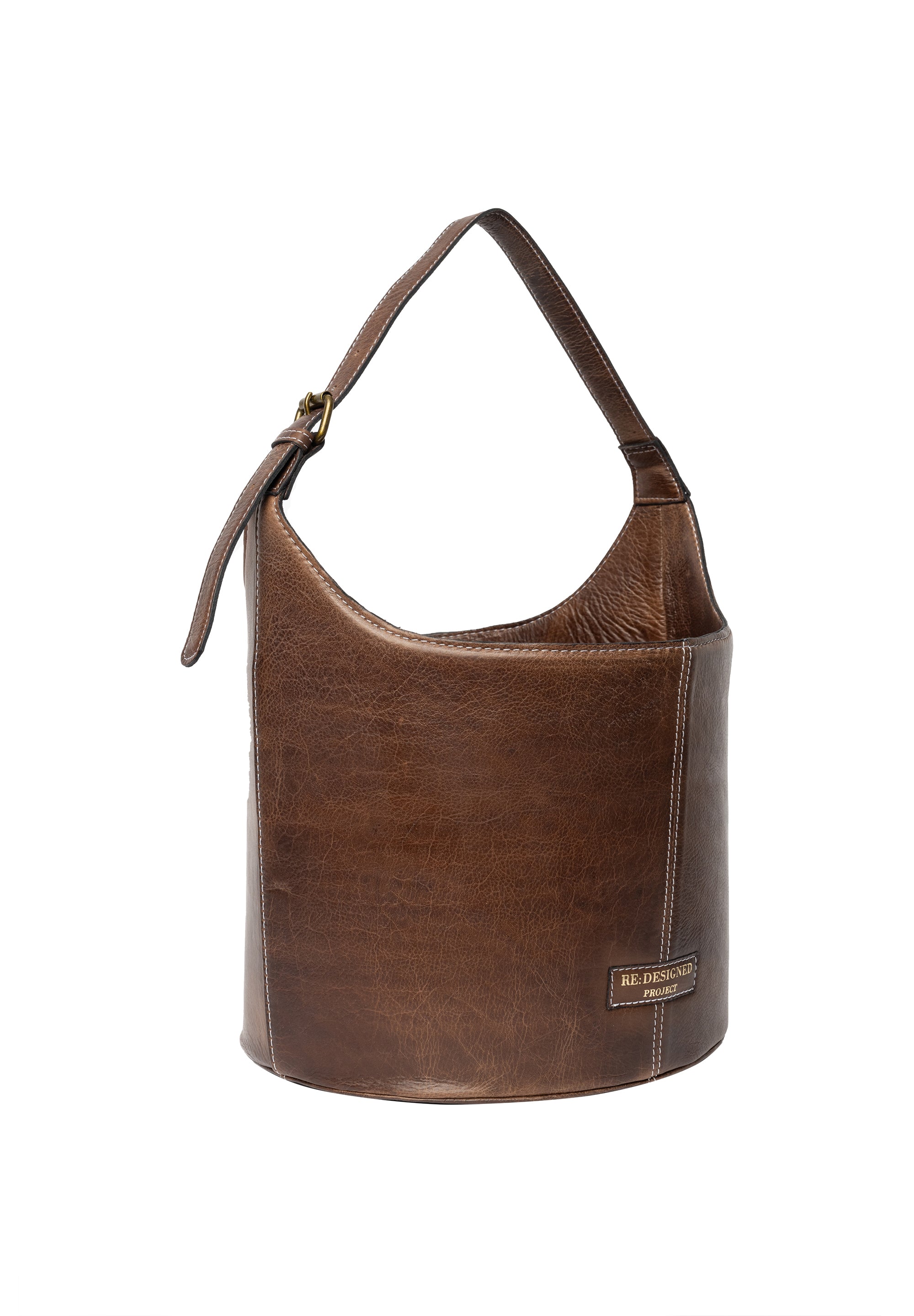 Project 26 Bucket Strikkeveske – Skinn, Medium, Woodsmoke
