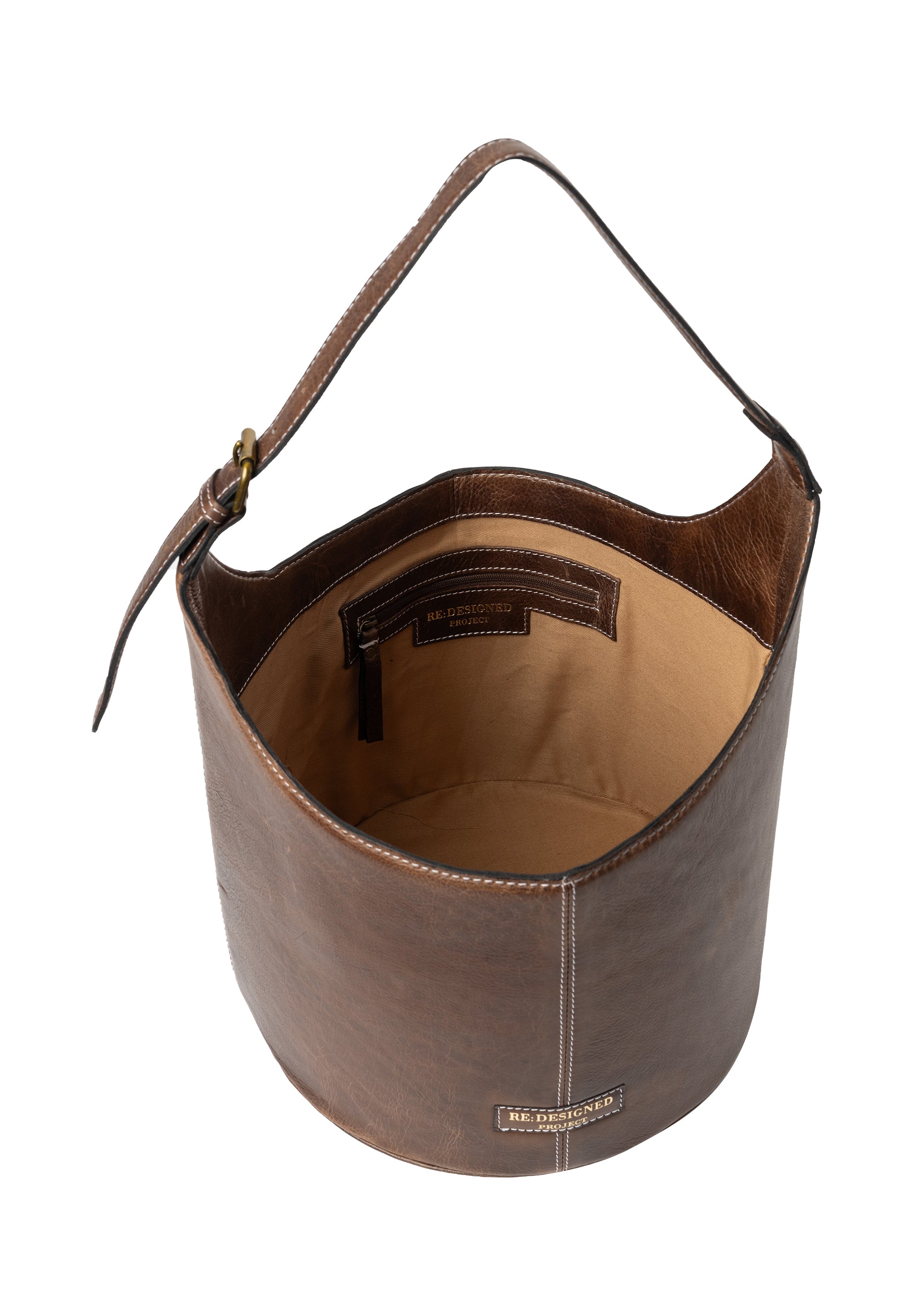 Project 26 Bucket Strikkeveske – Skinn, Medium, Woodsmoke