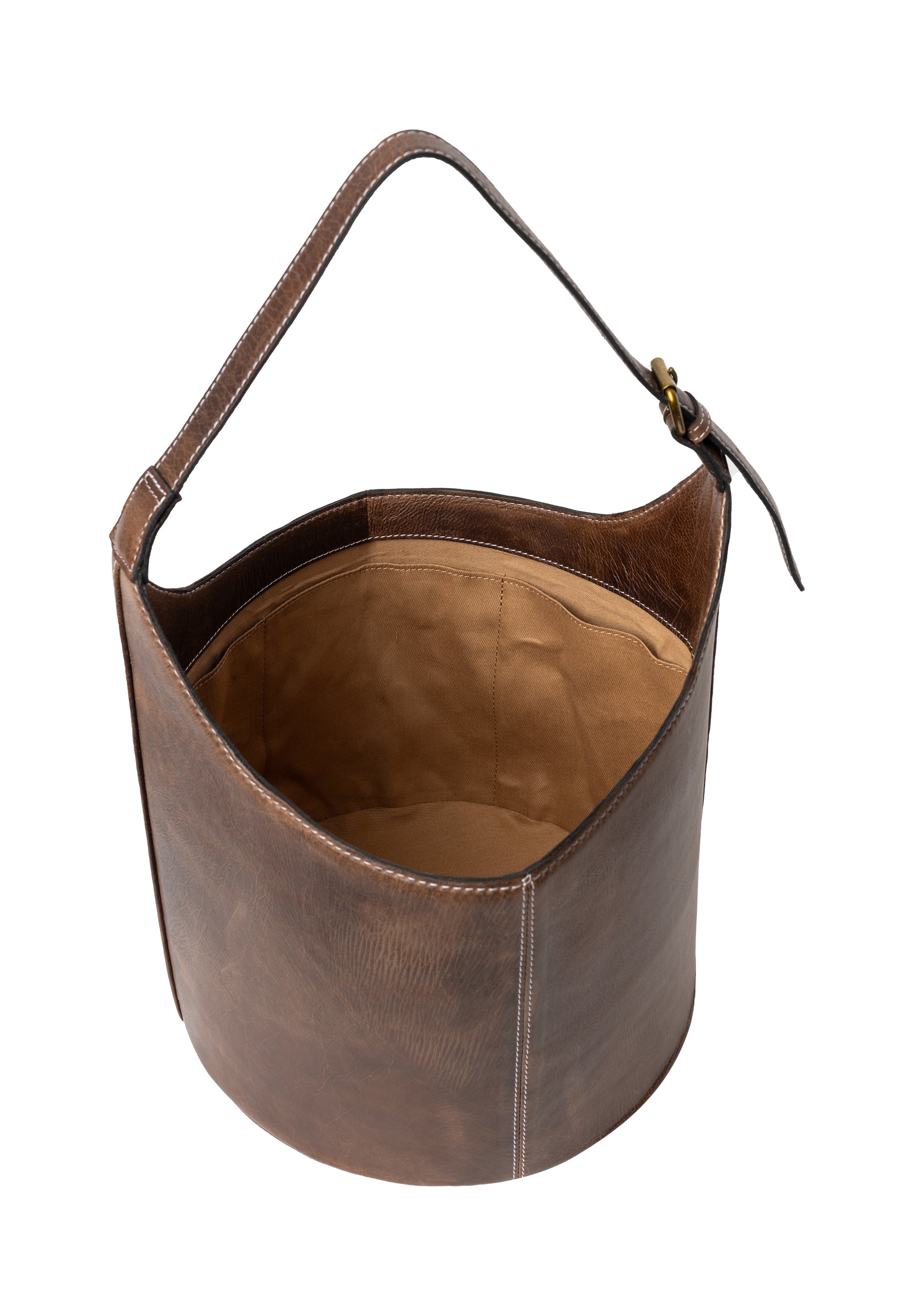 Project 26 Bucket Strikkeveske – Skinn, Medium, Woodsmoke