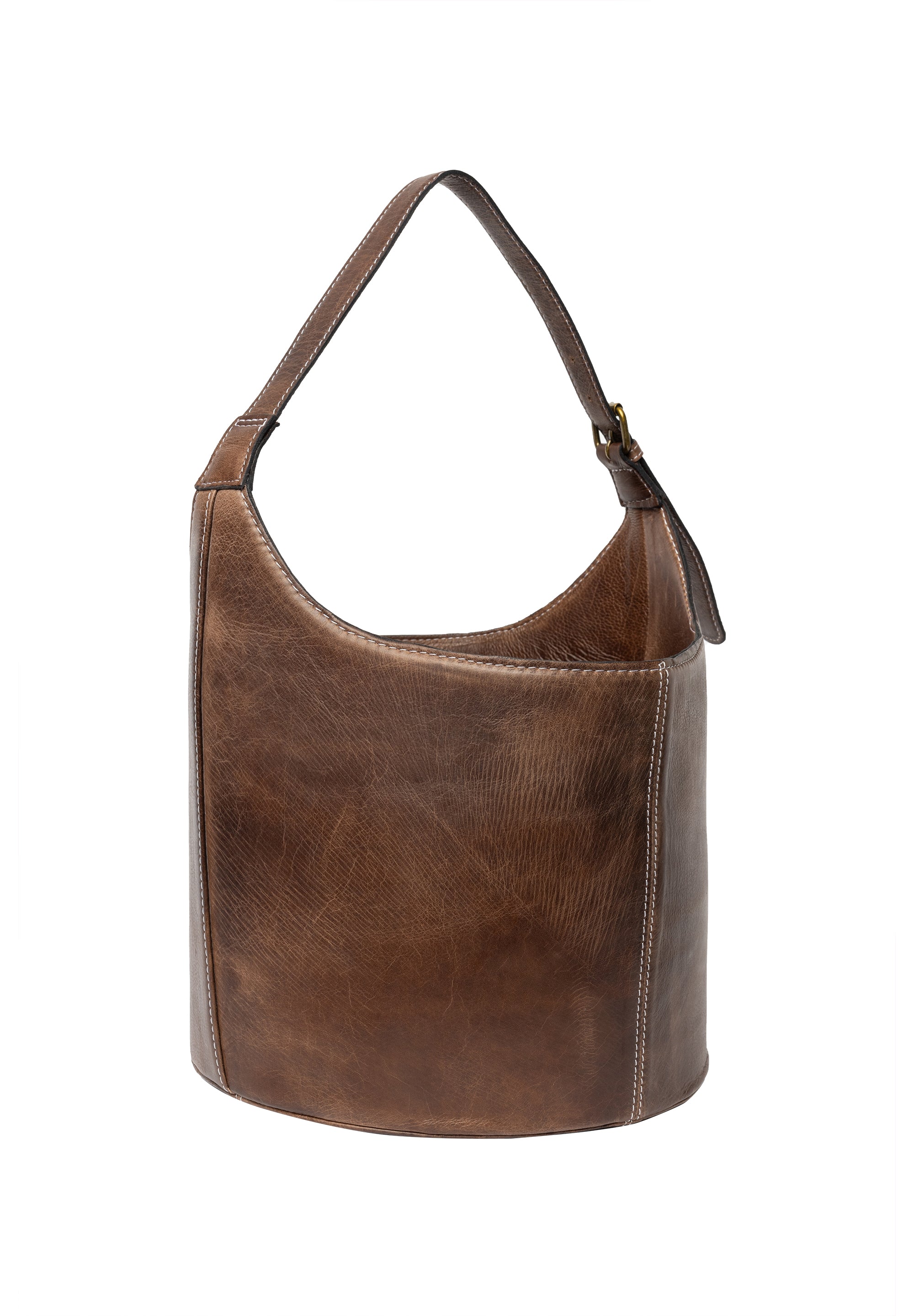 Project 26 Bucket Strikkeveske – Skinn, Medium, Woodsmoke