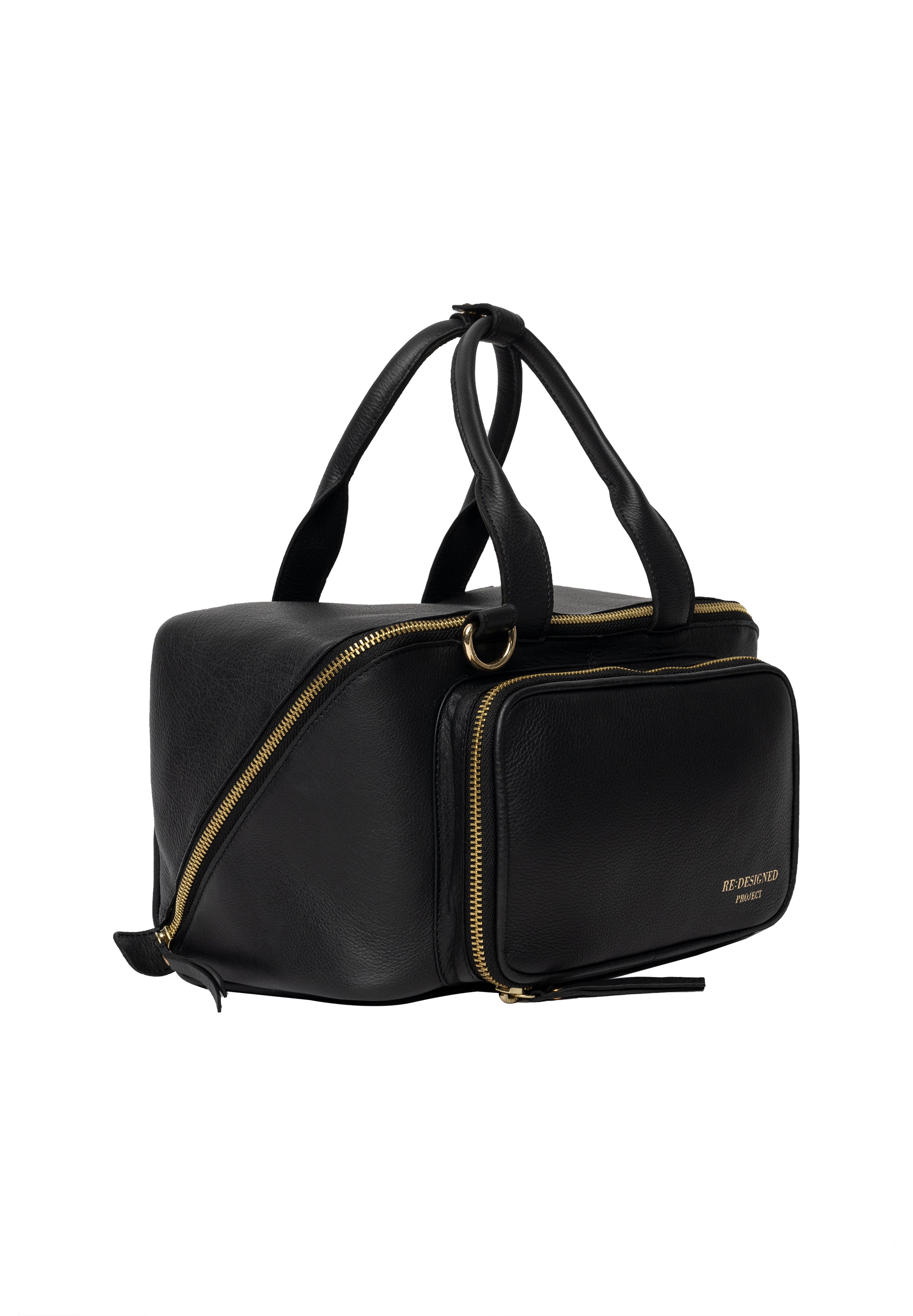 Strikkeoppbevaring | Strikkeveske | Skinn | Sort/Gold | Project 39