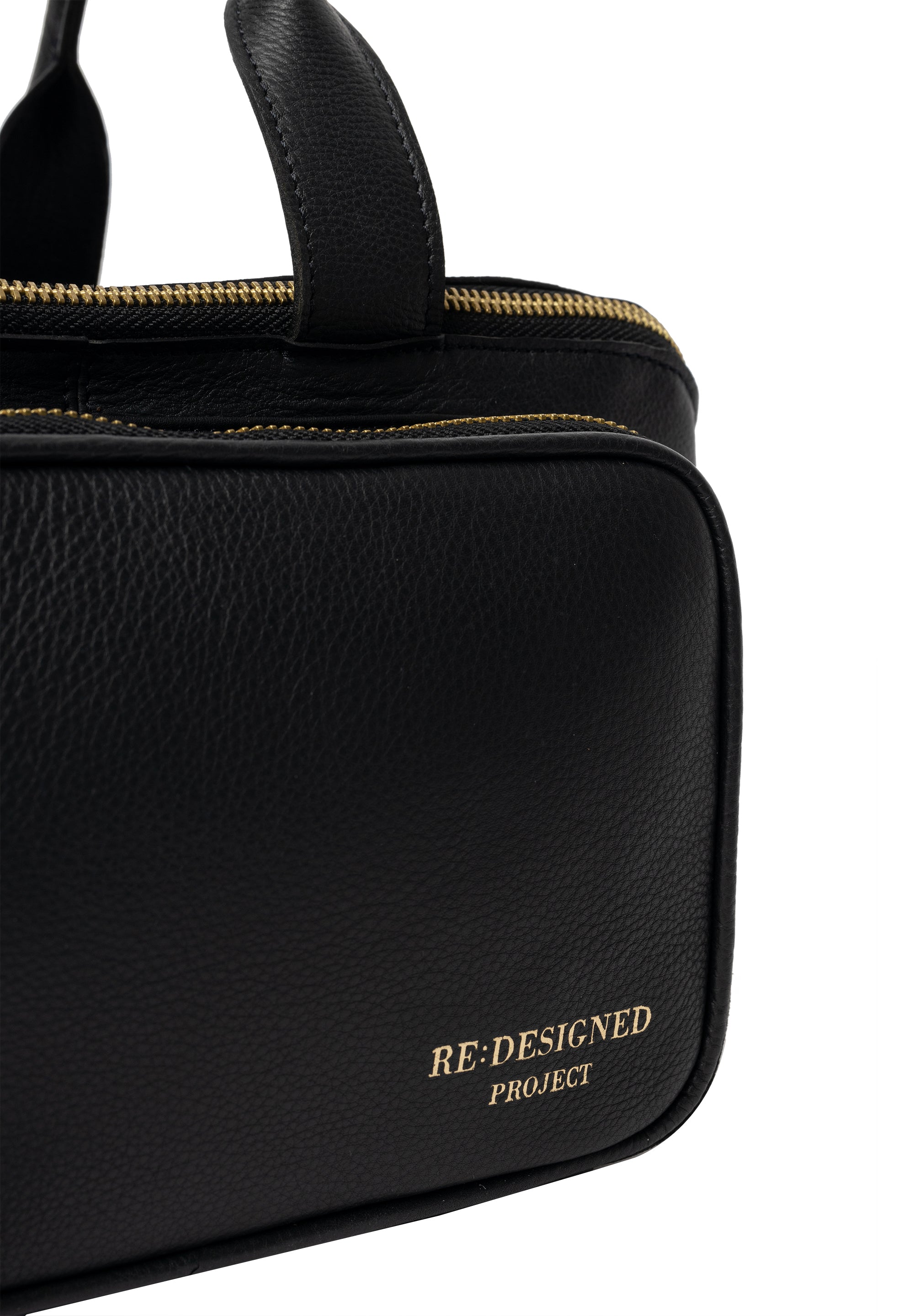 Strikkeoppbevaring | Strikkeveske | Skinn | Sort/Gold | Project 39