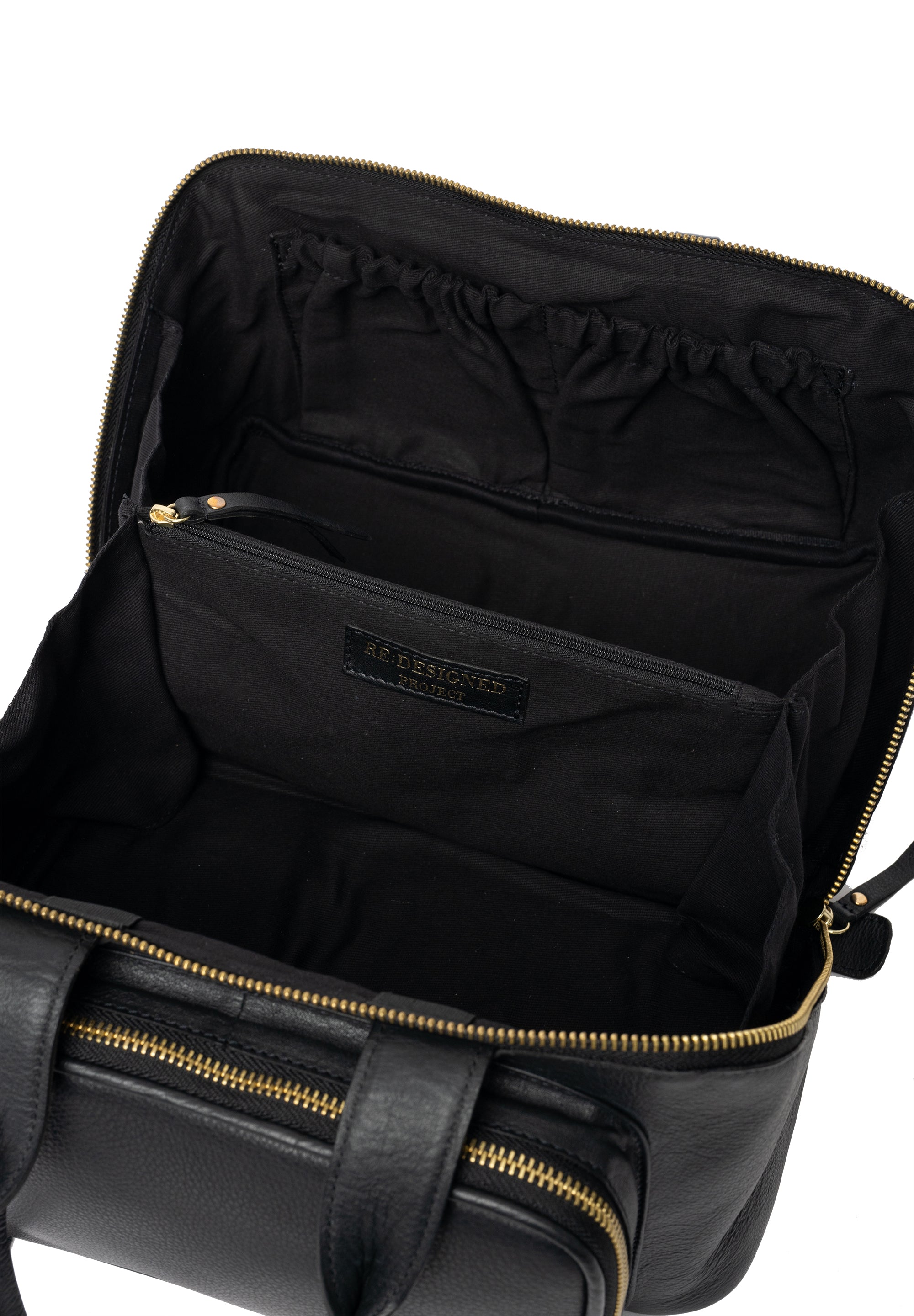 Strikkeoppbevaring | Strikkeveske | Skinn | Sort/Gold | Project 39
