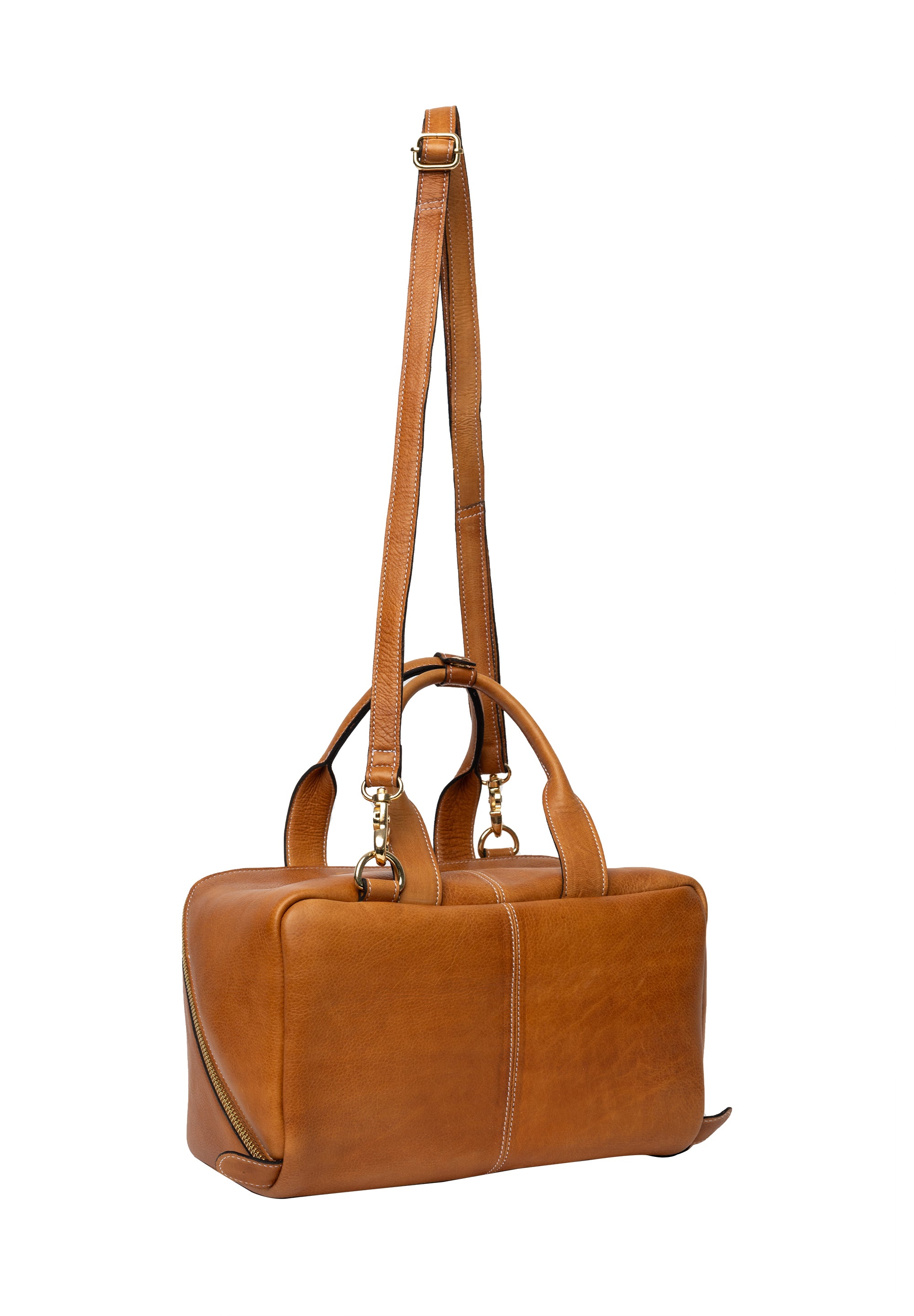 Strikkeoppbevaring | Strikkeveske | Skinn | Burned Tan/Gull | Project 39
