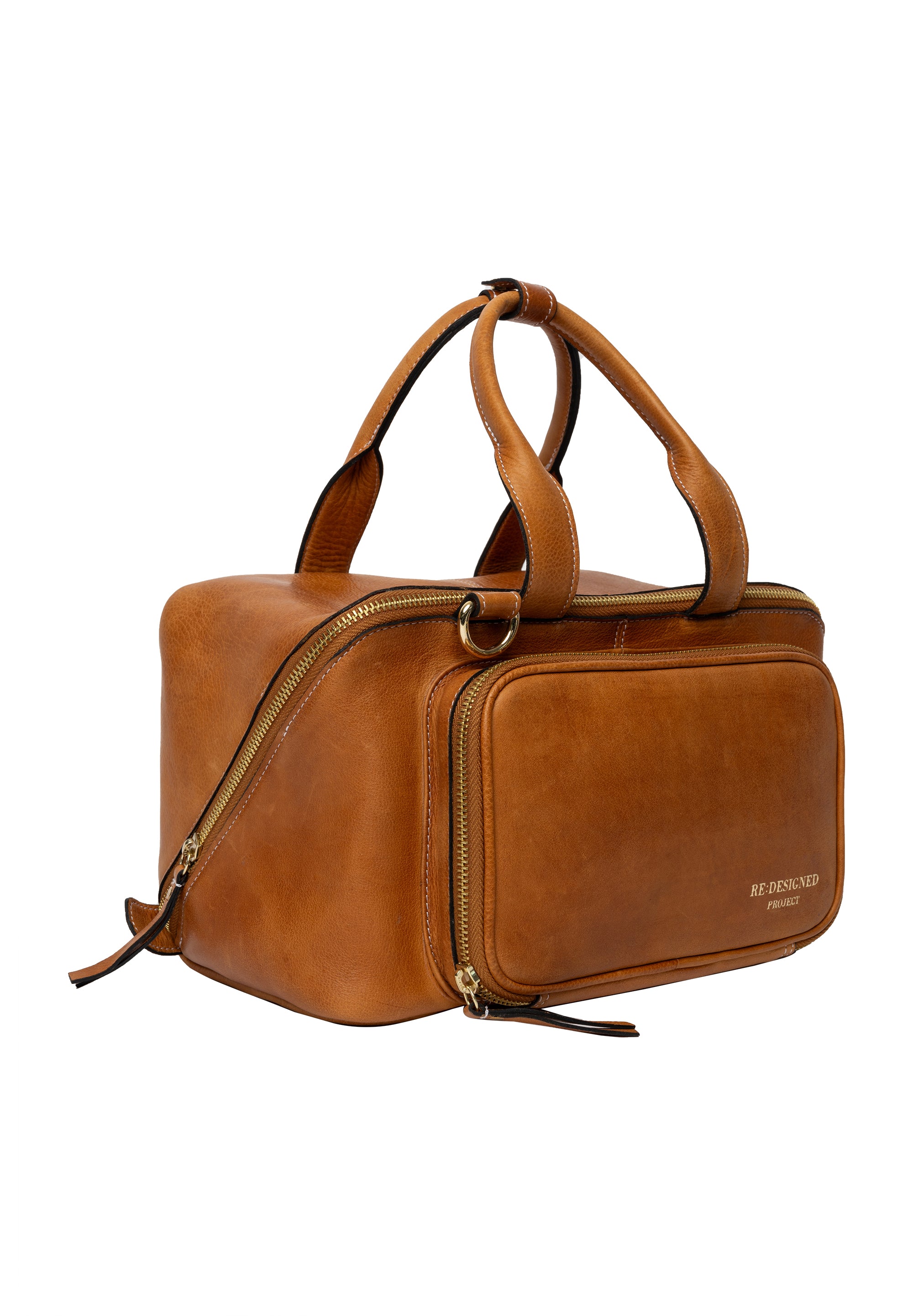 Strikkeoppbevaring | Strikkeveske | Skinn | Burned Tan/Gull | Project 39